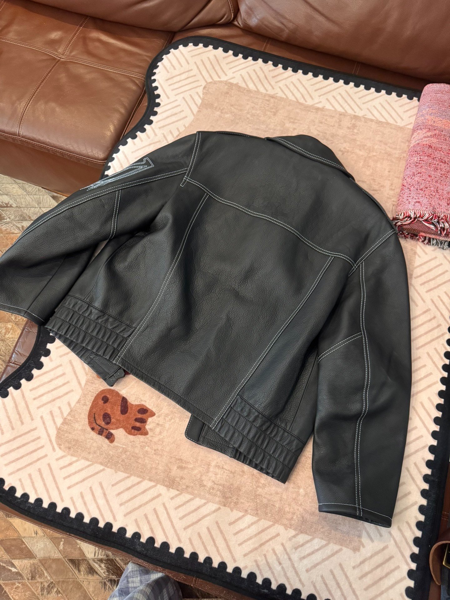 Louis Vuitton Embroidered Motorcycle Leather Jacket — back