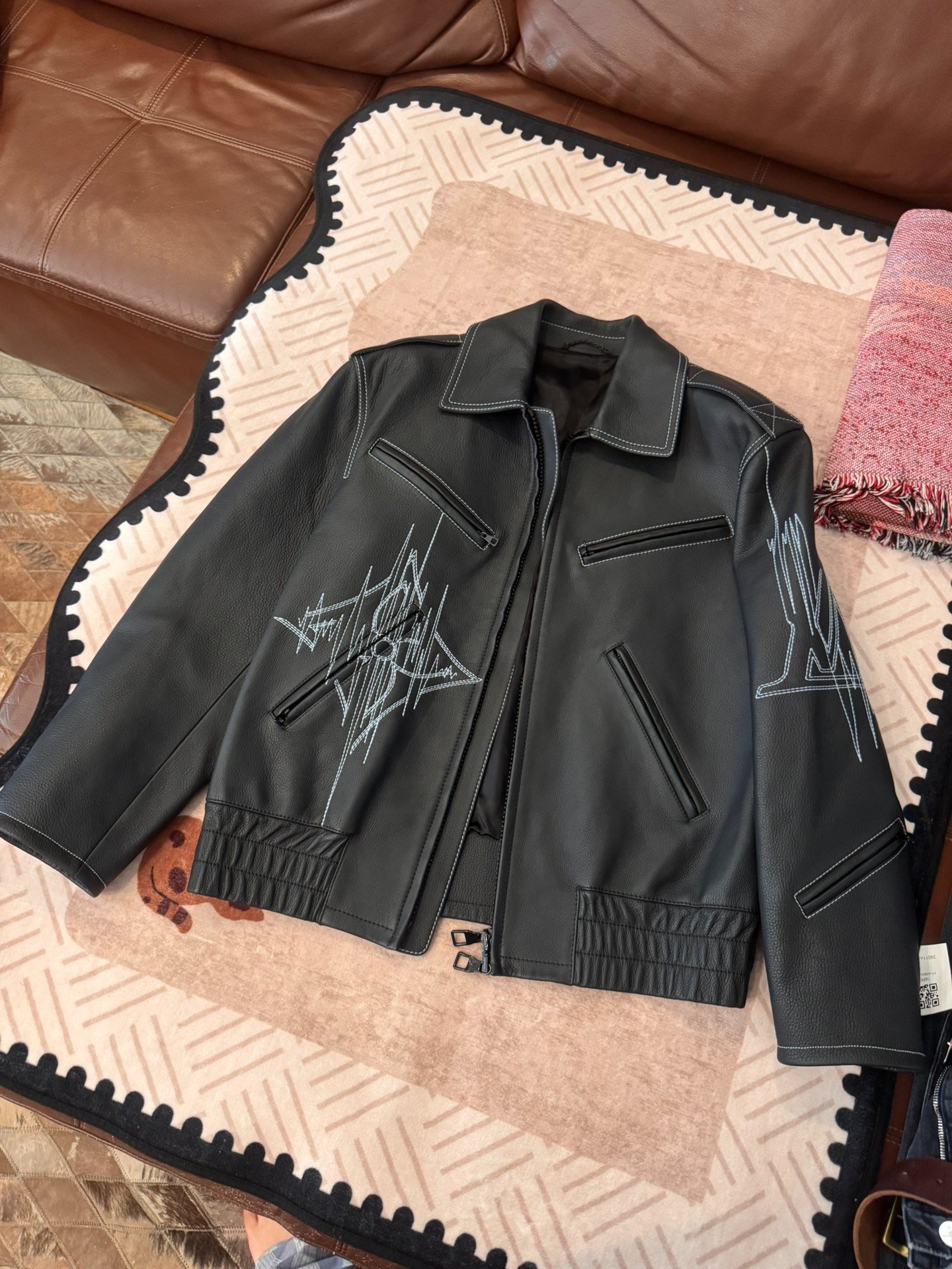 Louis Vuitton Embroidered Motorcycle Leather Jacket