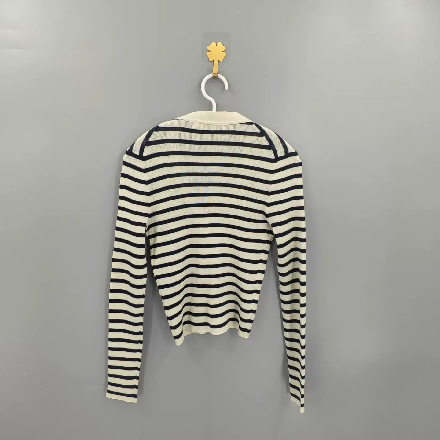 Christian Dior Gold Button Striped Cardigan — front