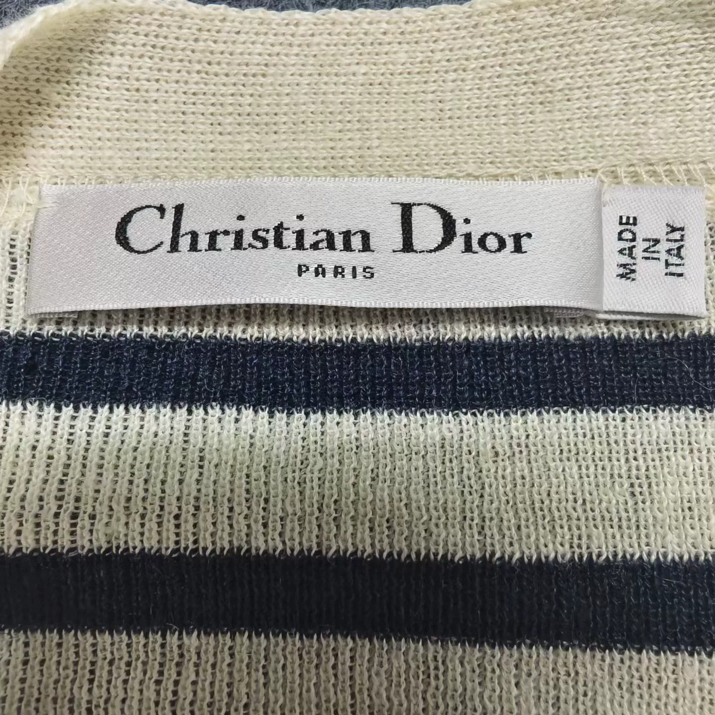 Christian Dior Gold Button Striped Cardigan — back