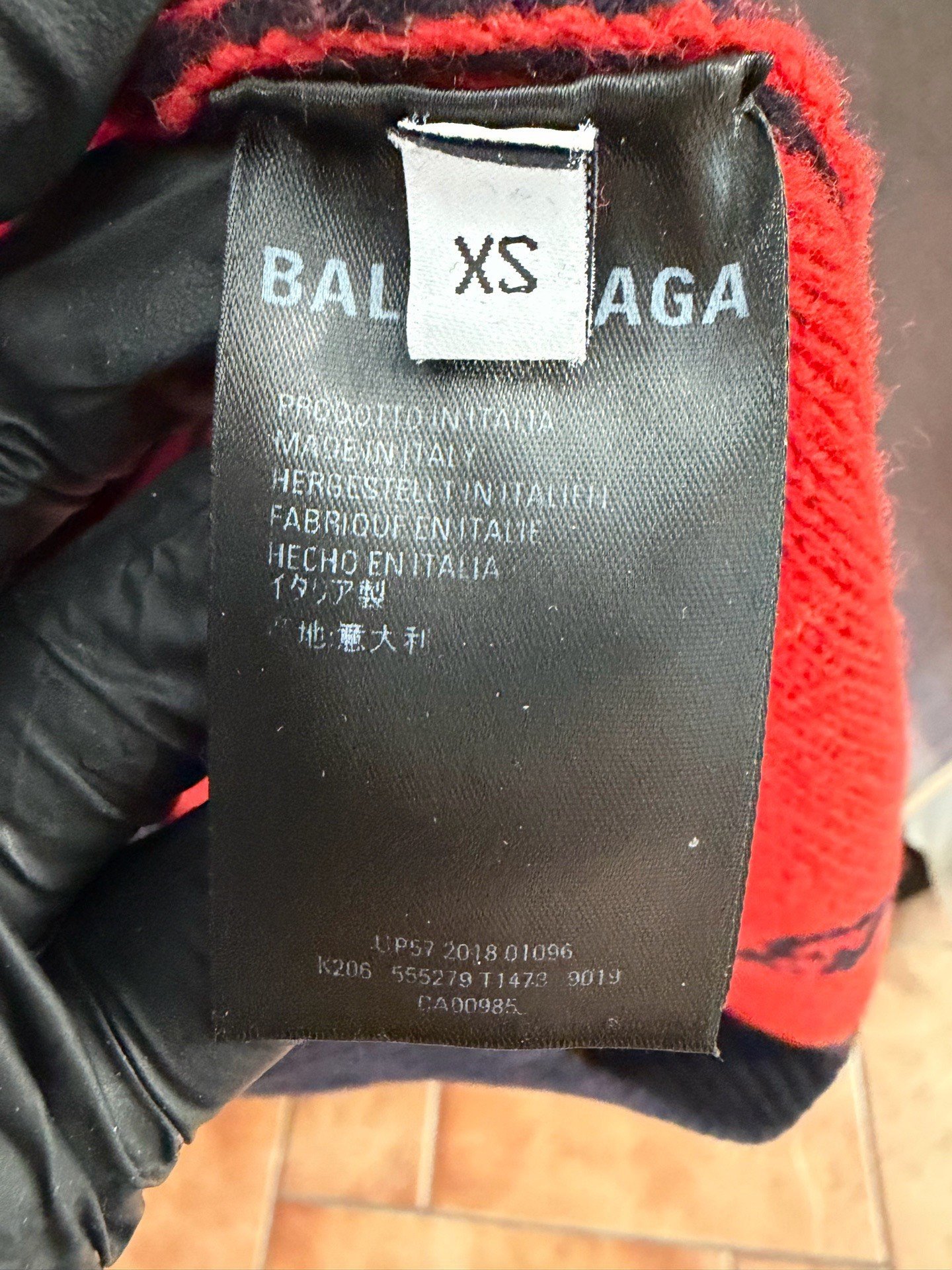 Balenciaga Black Red Logo Print Sweater — back