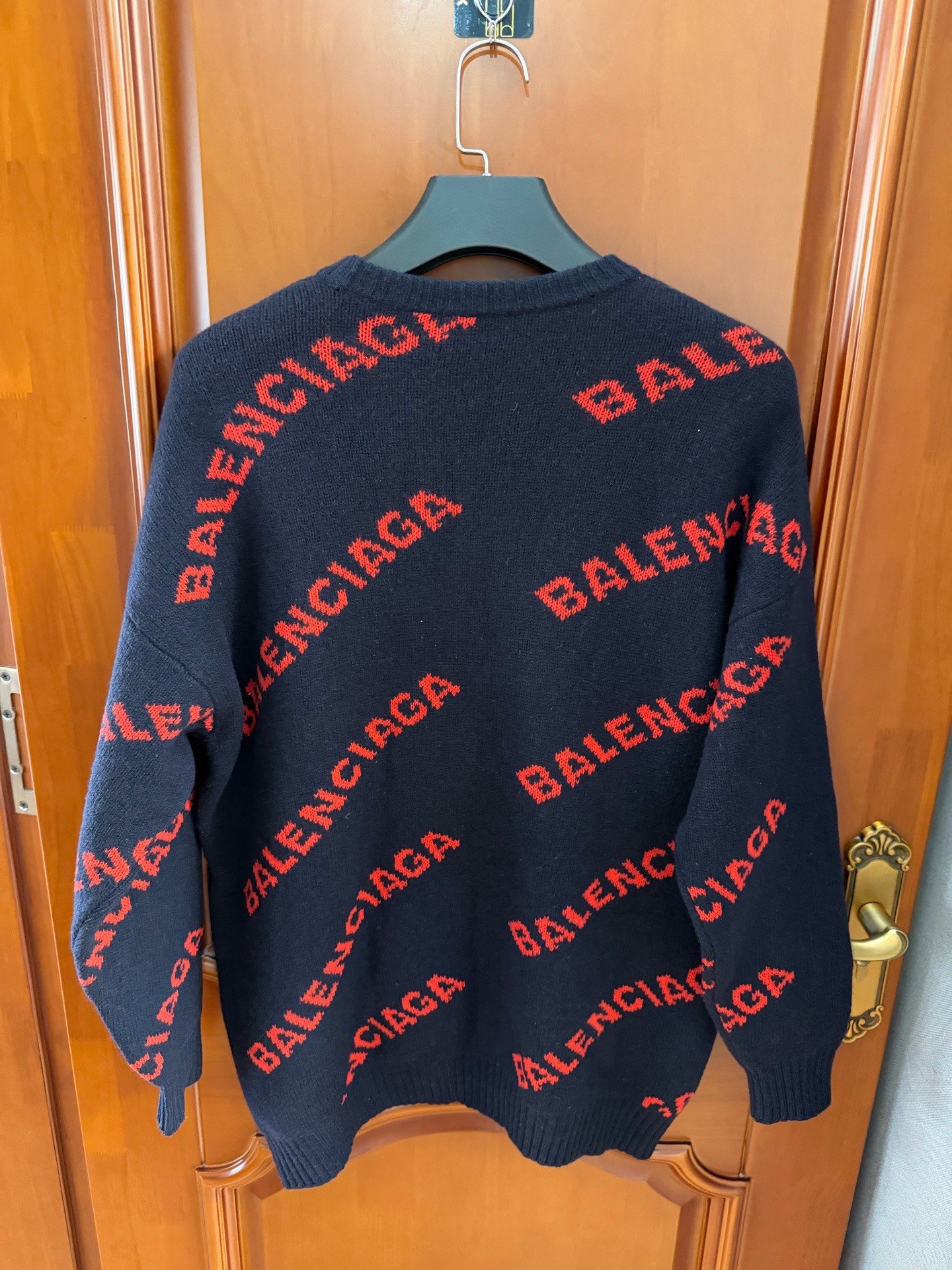 Balenciaga Black Red Logo Print Sweater — front