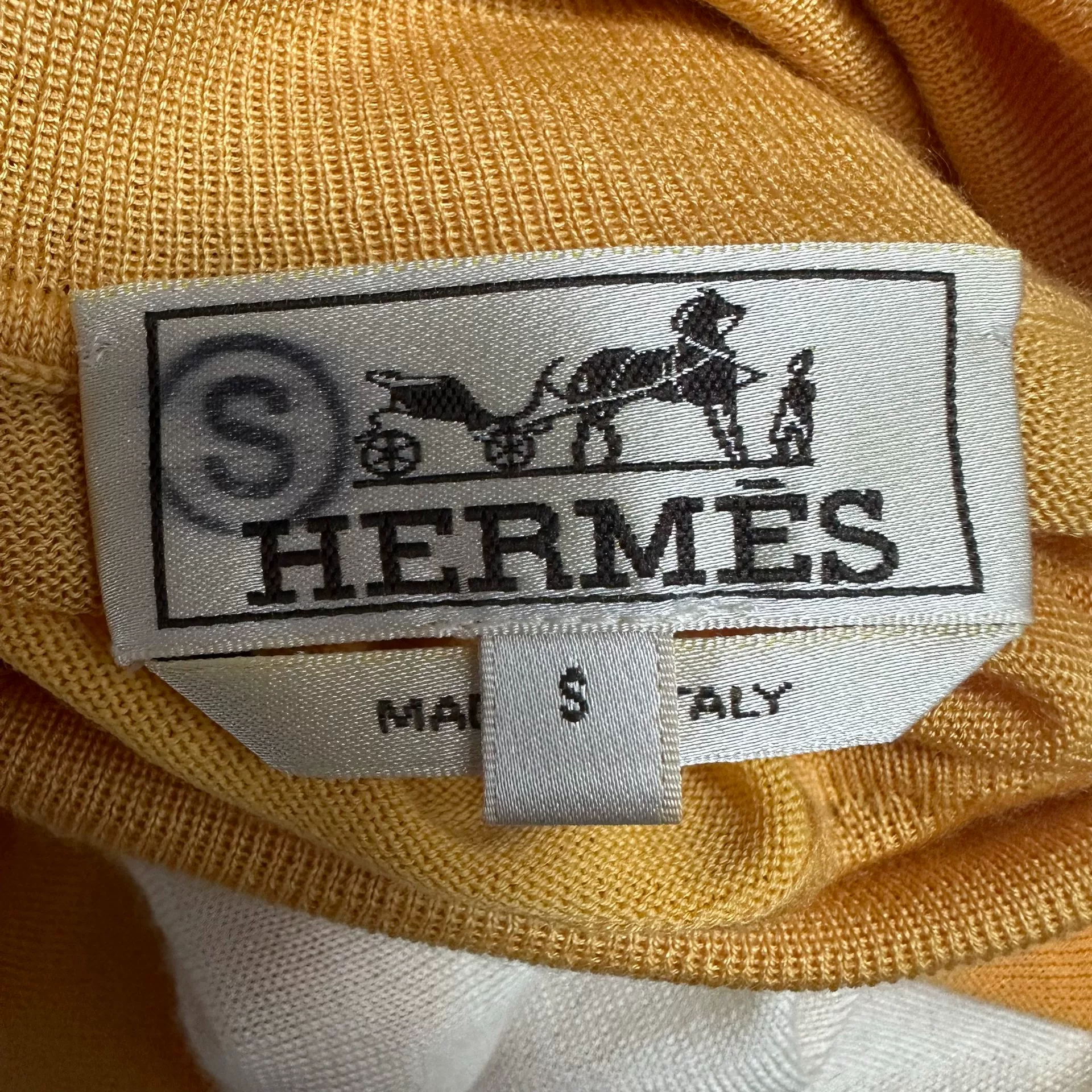 Hermes Turtleneck Short-Sleeve Stripe Top — label