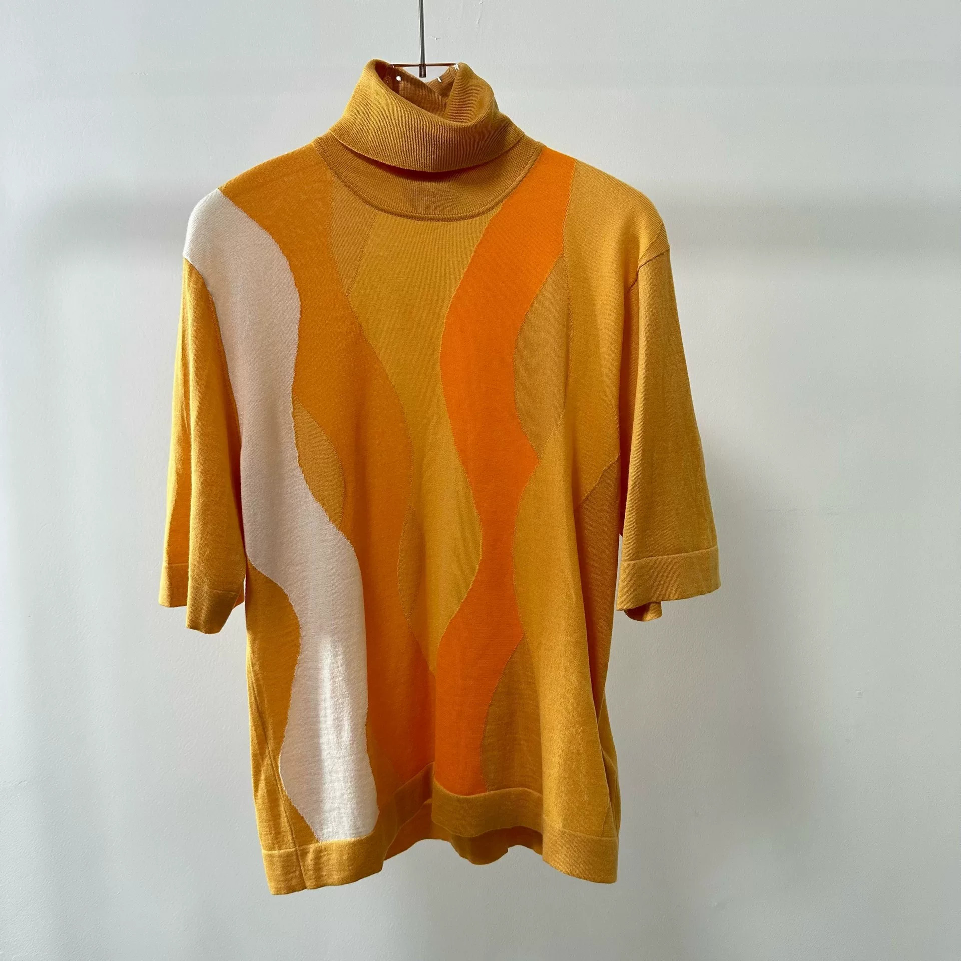 Hermes Turtleneck Short-Sleeve Stripe Top