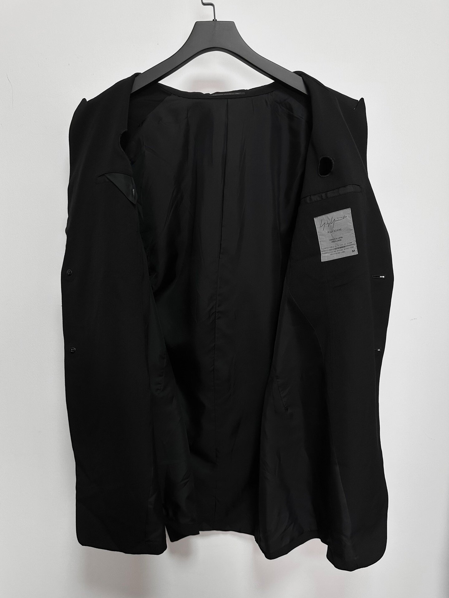 Yohji Yamamoto 92SS Black Laser Cut Coat — detail