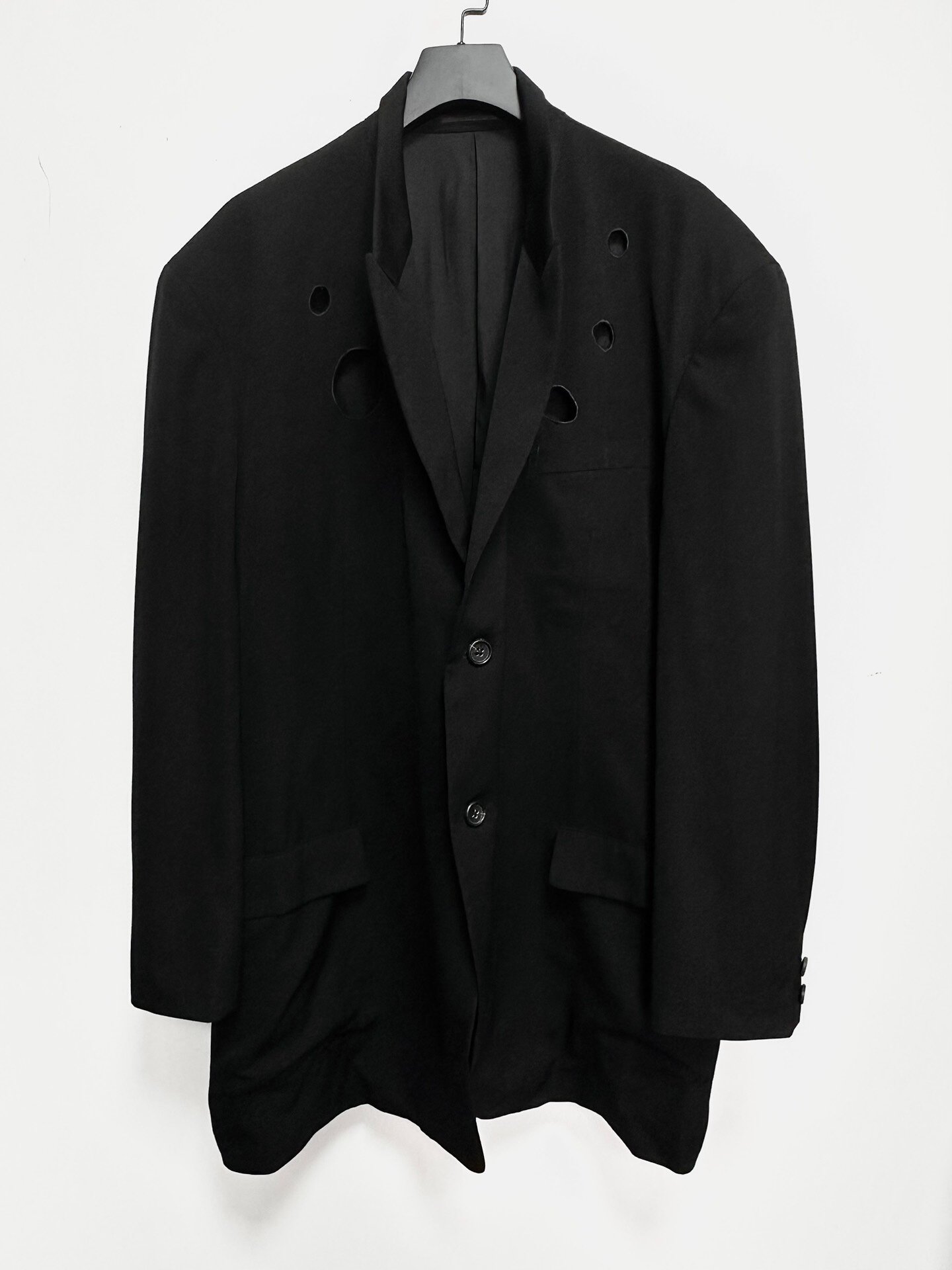 Yohji Yamamoto 92SS Black Laser Cut Coat — front