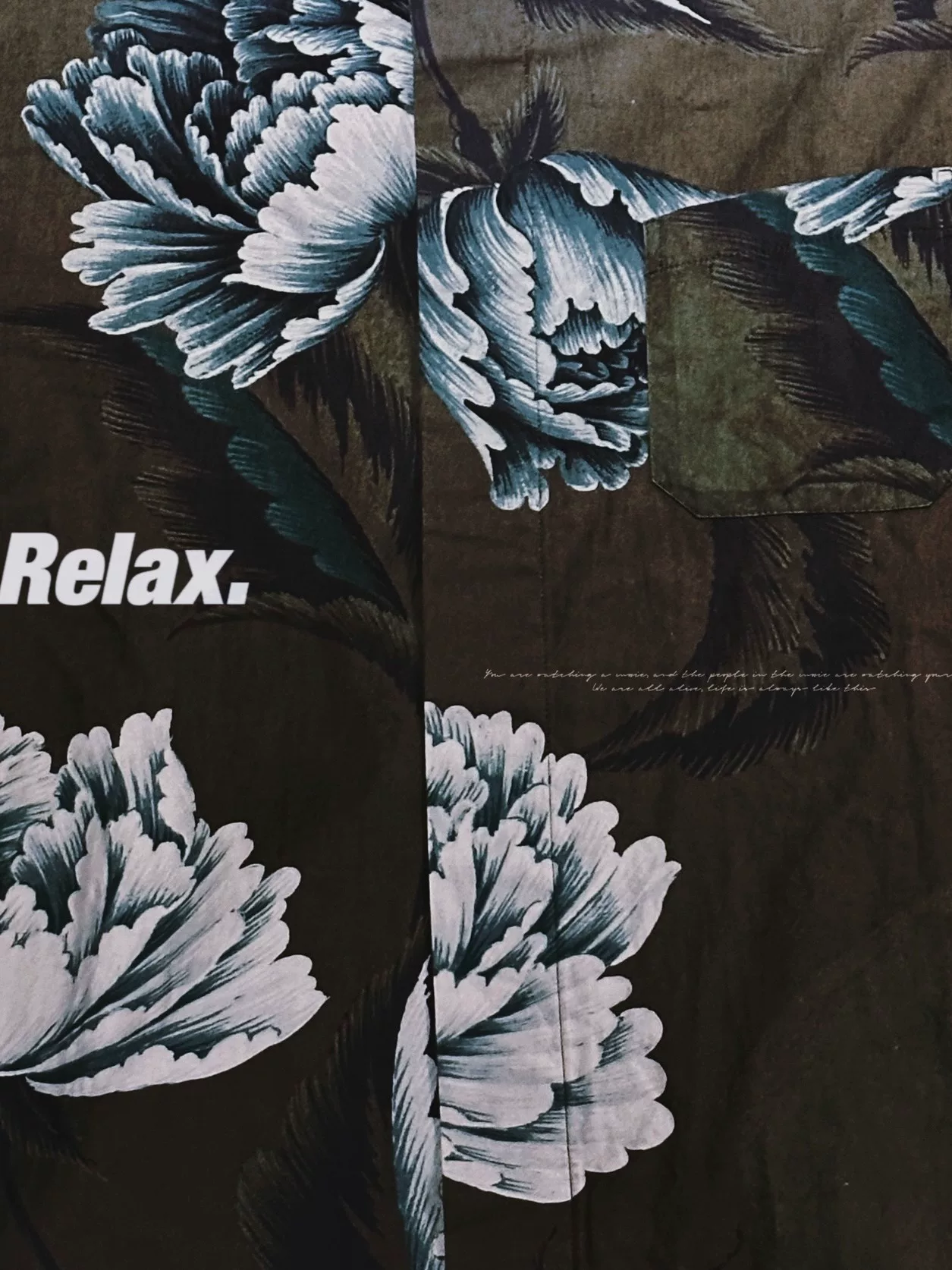 Yohji Yamamoto 14AW Green Peony Shirt — label