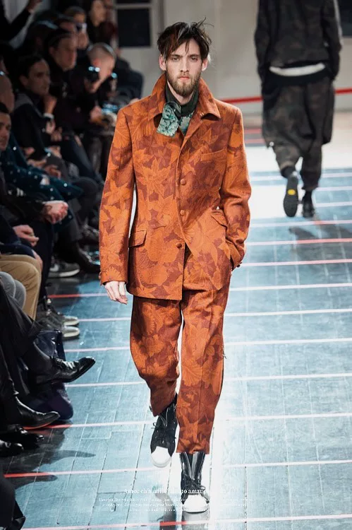Yohji Yamamoto 14AW Green Peony Shirt — detail