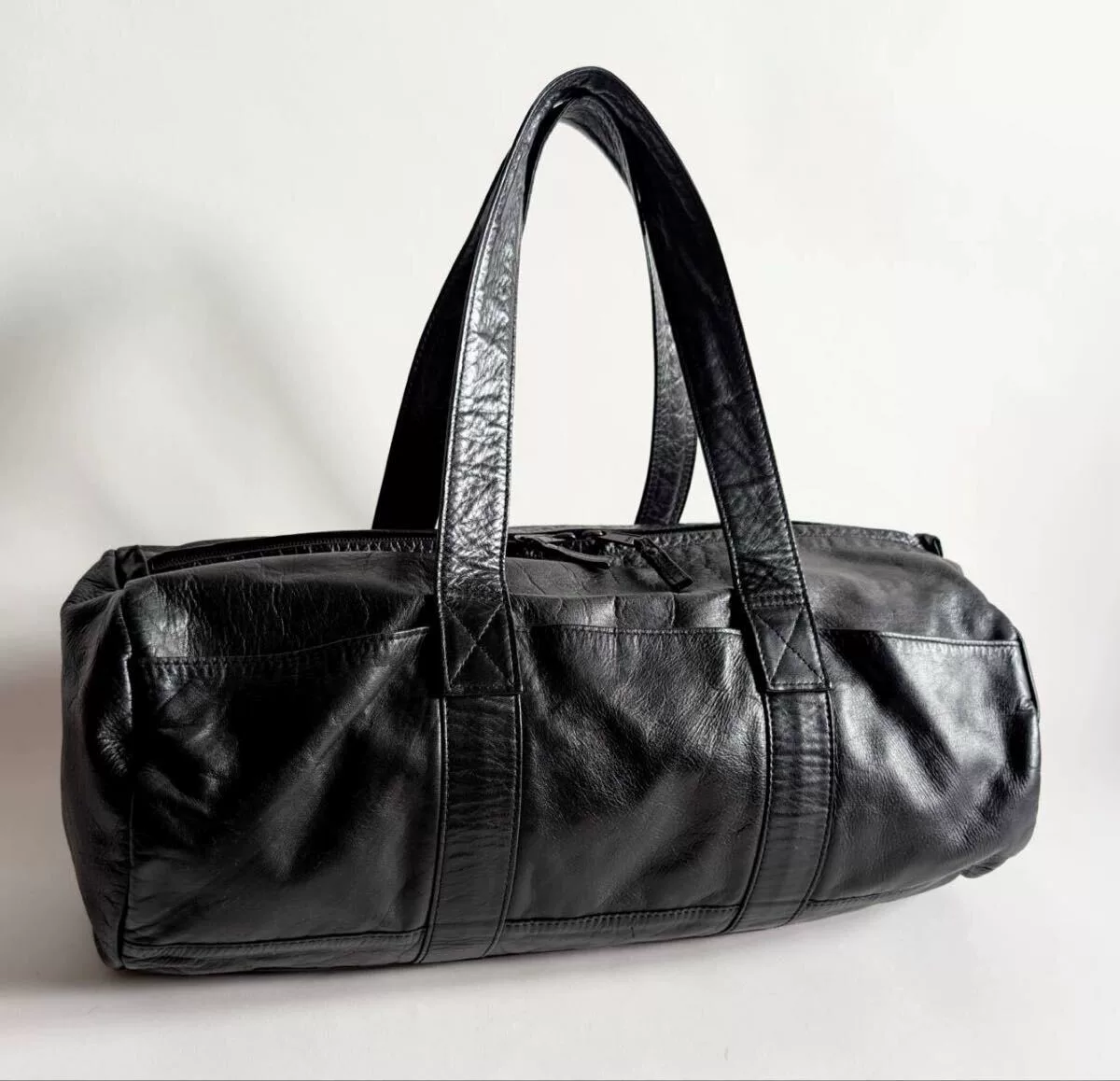 PORTER Boston Narrow Leather Travel Bag — front