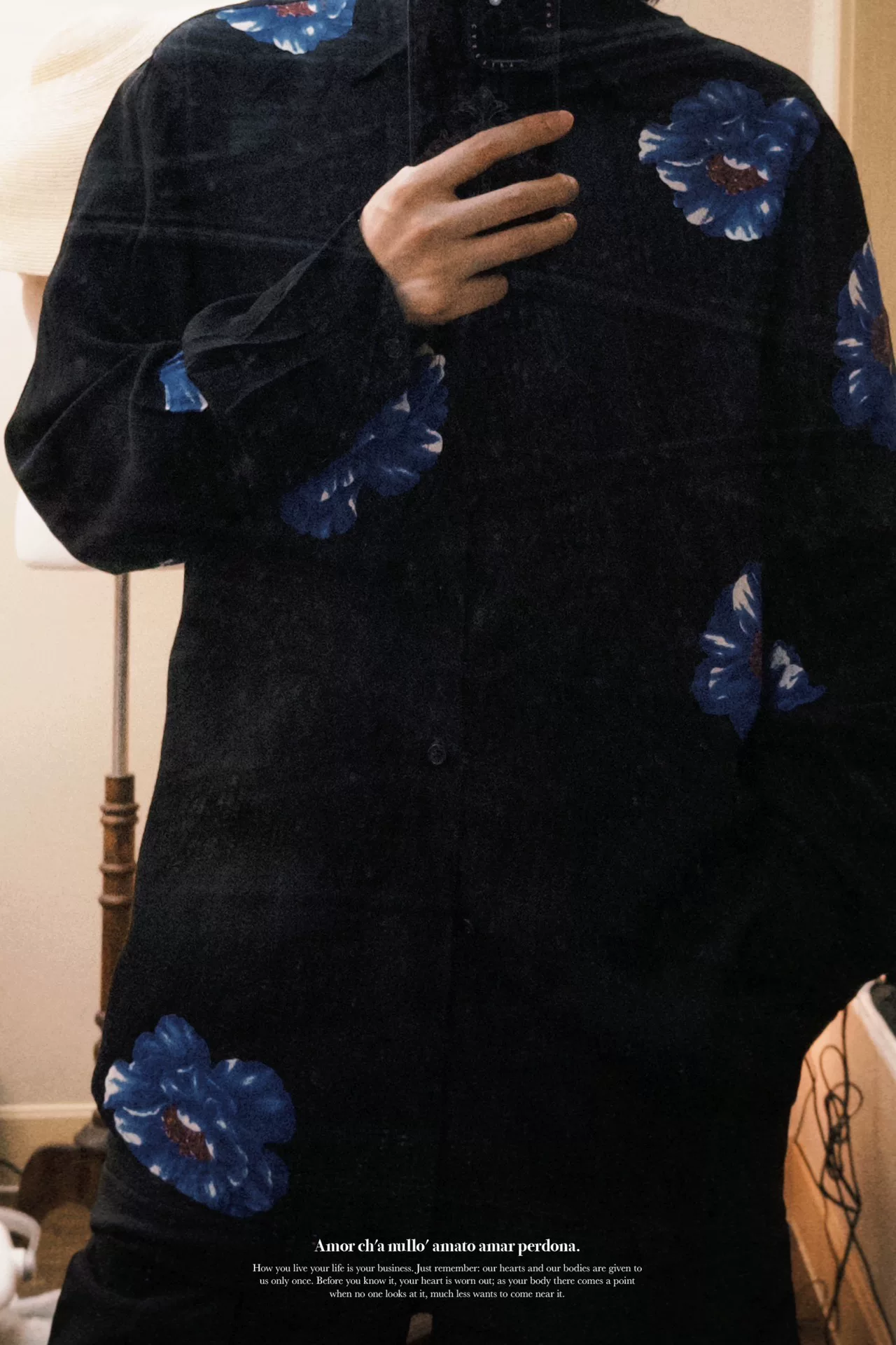 Yohji Yamamoto 10AW Blue Floral Shirt — front