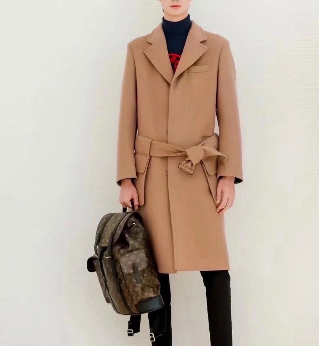 Louis Vuitton Camel Wool Belted Coat