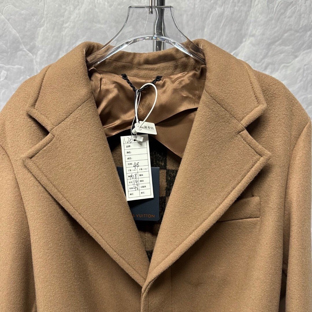 Louis Vuitton Camel Wool Belted Coat — detail