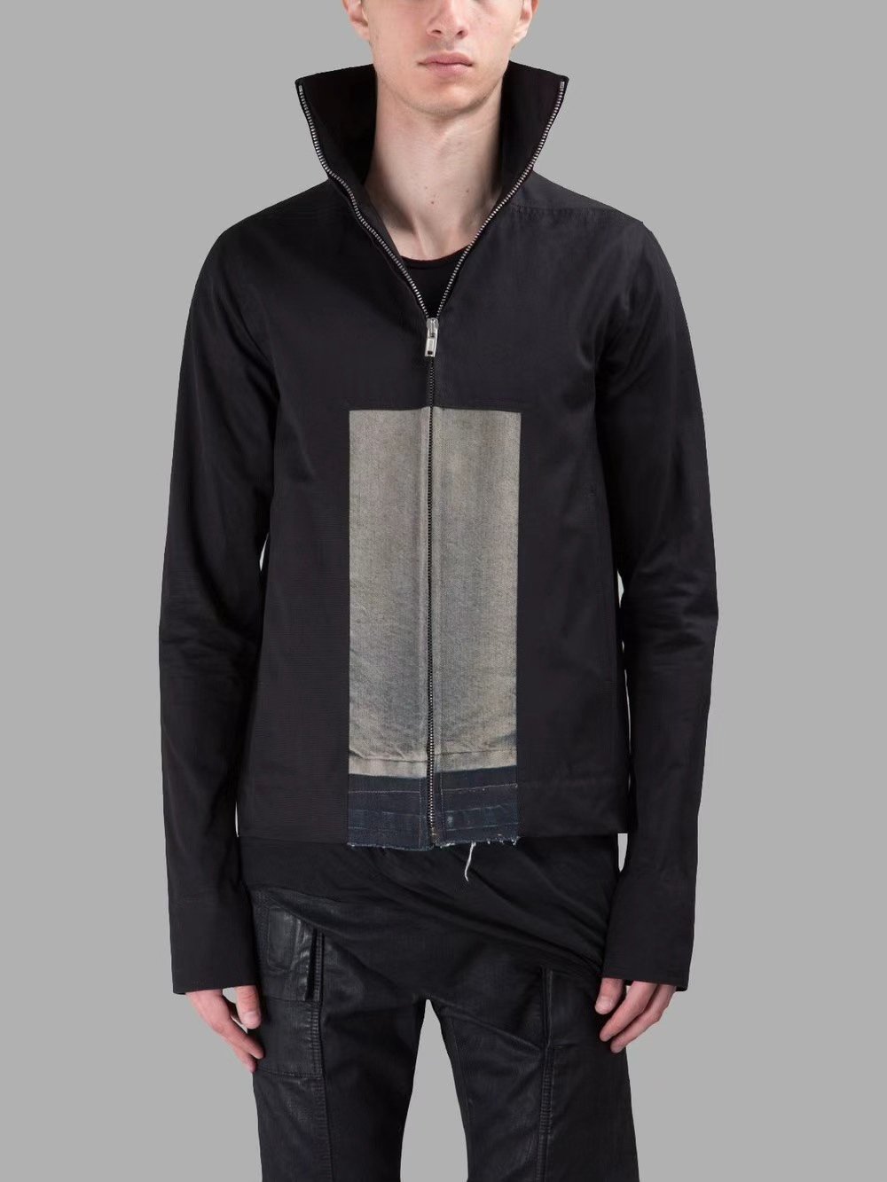 Rick Owens Black High Collar Jacket — back