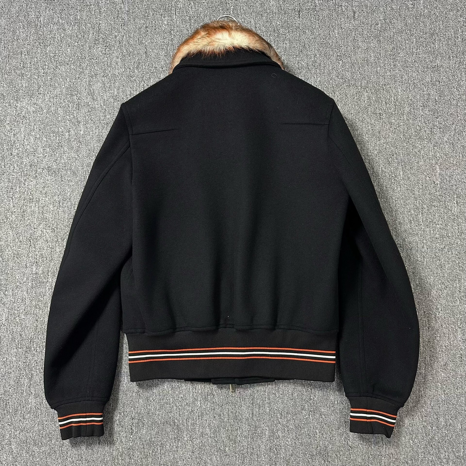 Dior Black Fur Collar Wool Jacket — back