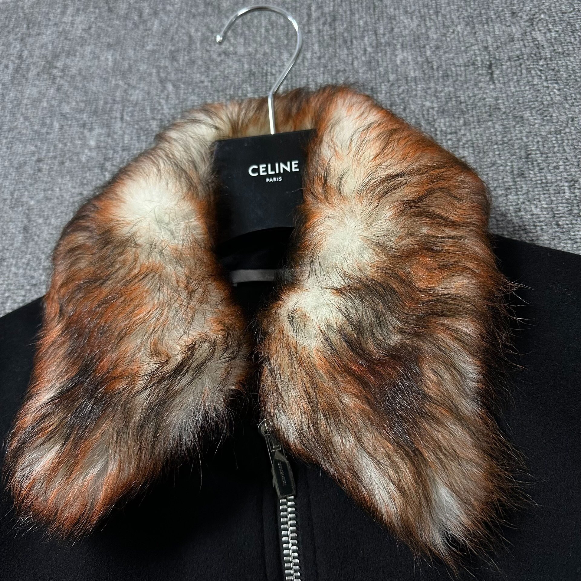 Dior Black Fur Collar Wool Jacket — front