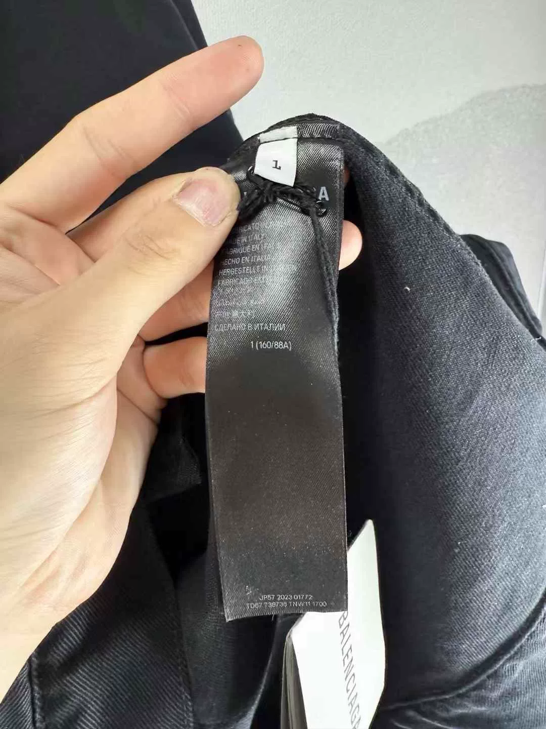 Balenciaga Black Back Tape Denim Jacket — back