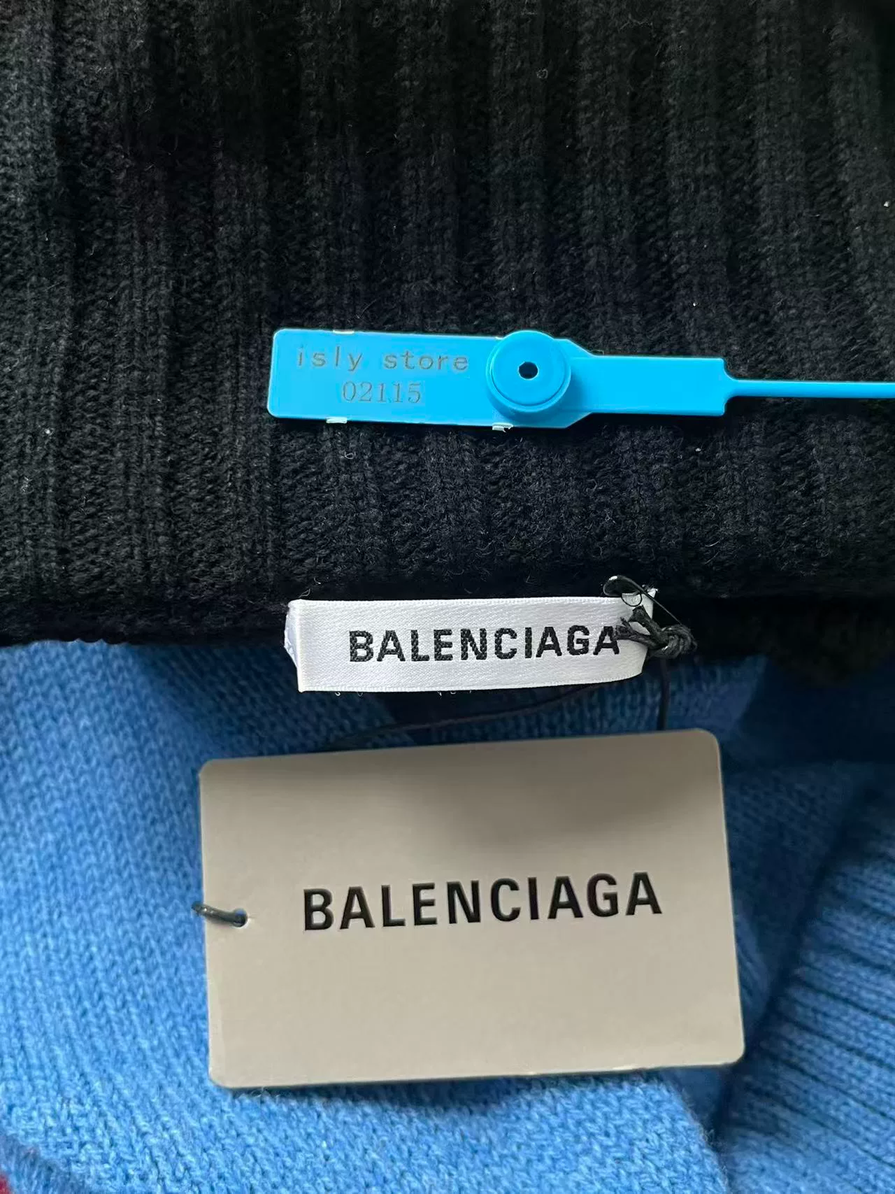 Balenciaga Spliced Turtleneck Sweater — label