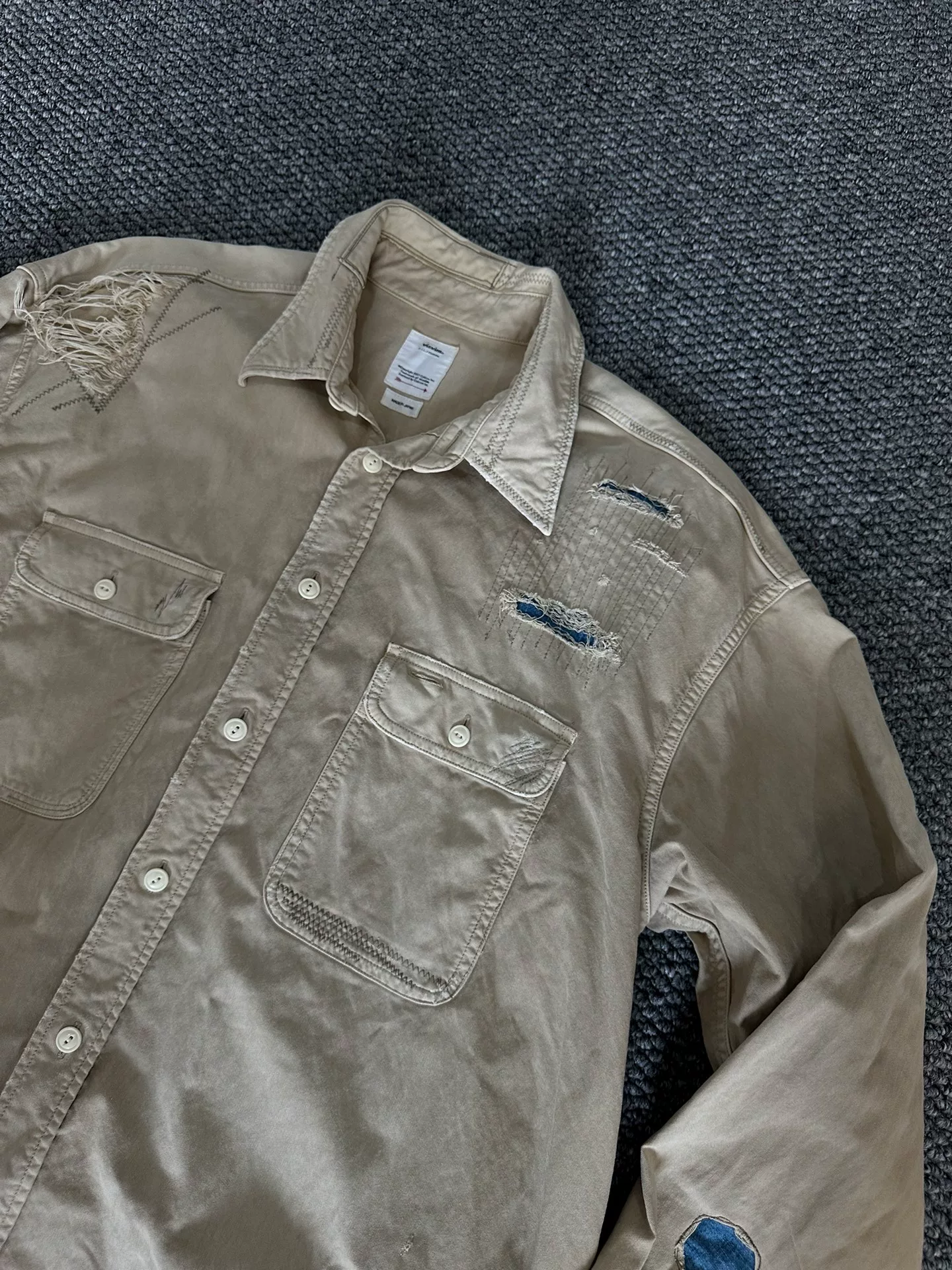 visvim Grand Crash Distressed Shirt — detail