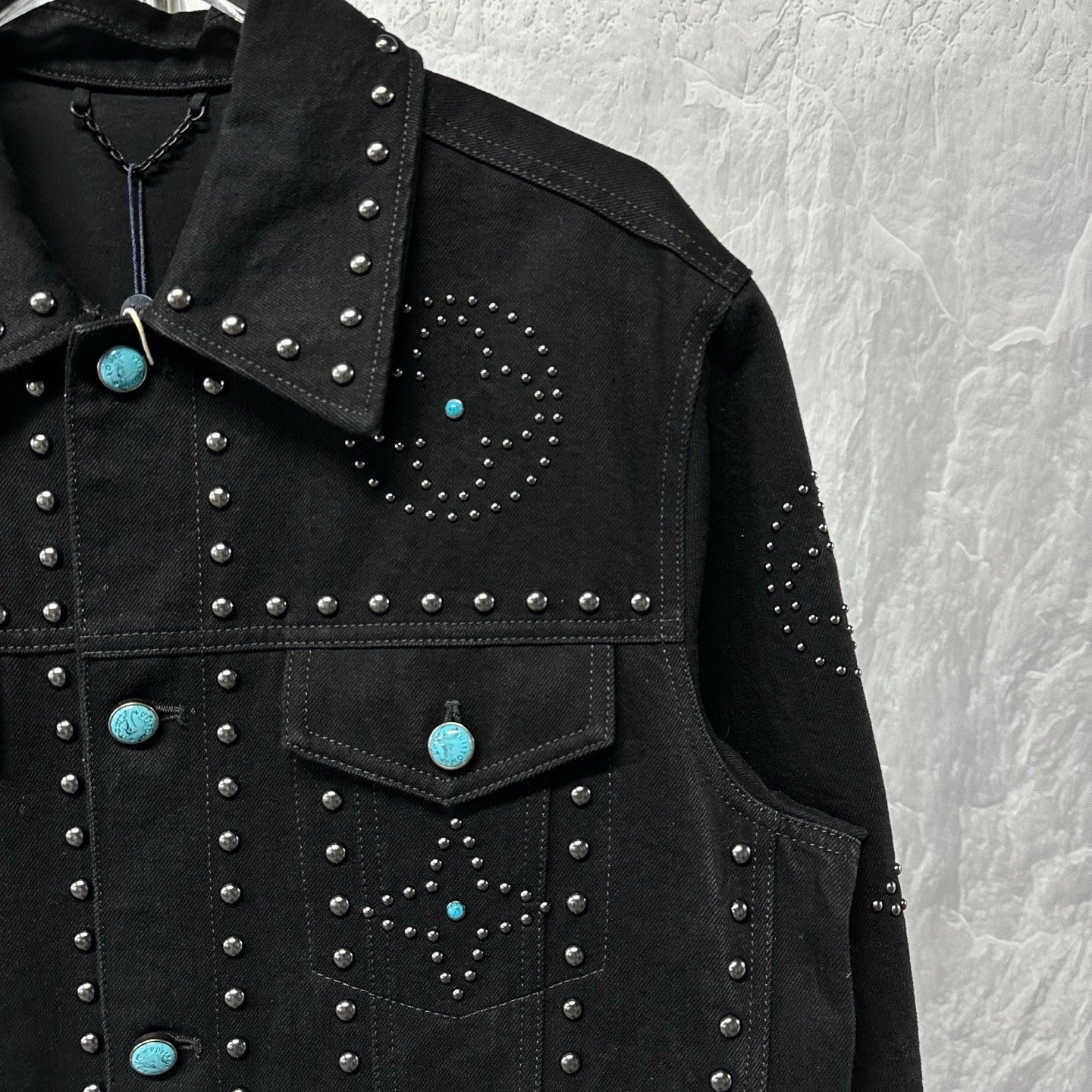 Louis Vuitton Turquoise Rivet Denim Jacket — detail