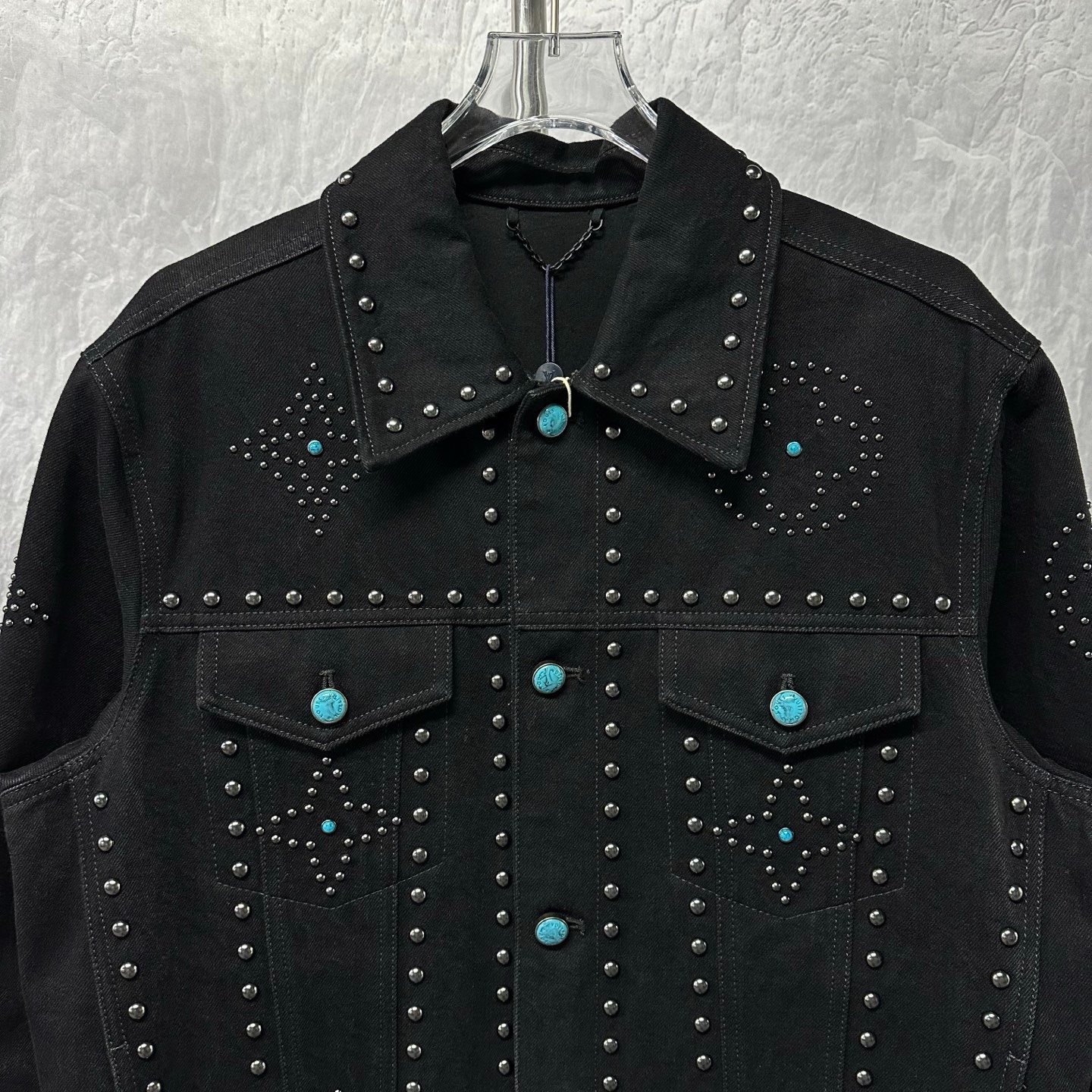 Louis Vuitton Turquoise Rivet Denim Jacket — front