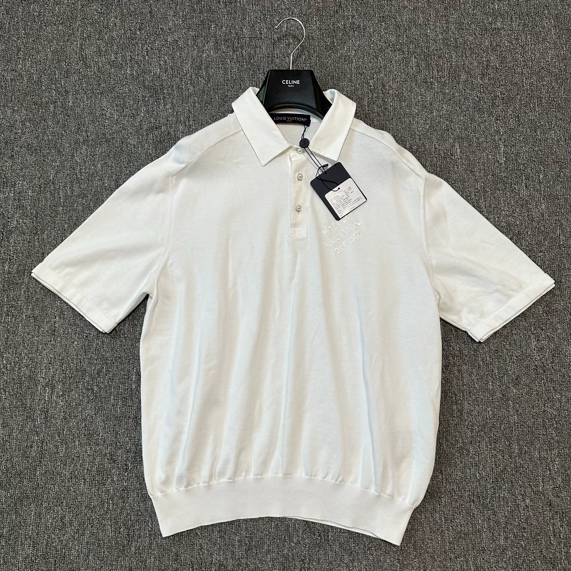 Louis Vuitton White Pearl Button Polo Shirt