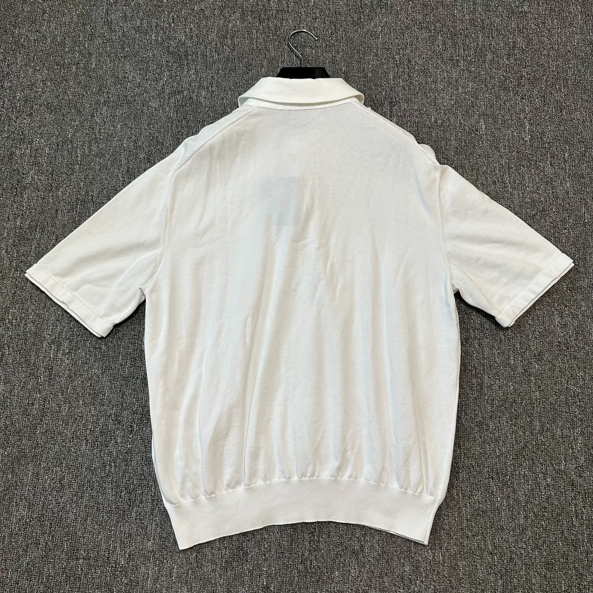 Louis Vuitton White Pearl Button Polo Shirt — back