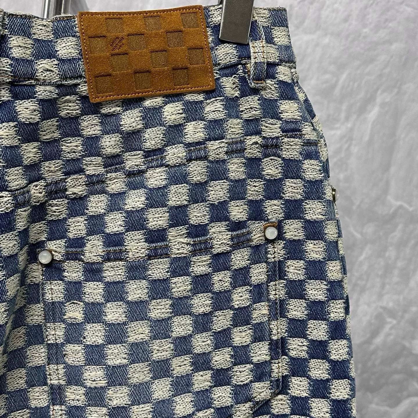 Louis Vuitton Nigo FW25 Checkered Denim Pants — detail