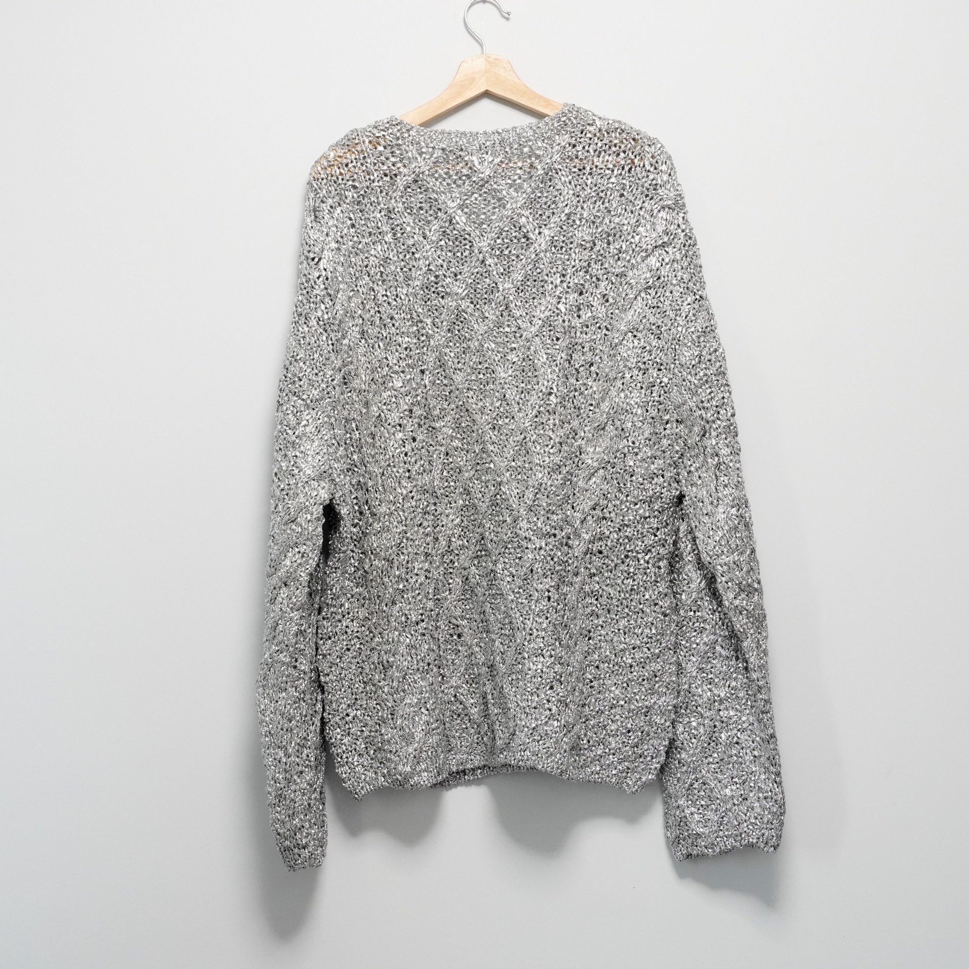 Yohji Yamamoto 80s Sparkly Cable-Knit Sweater — front