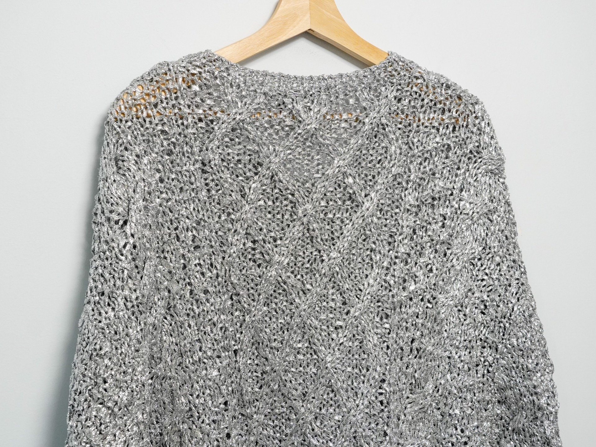 Yohji Yamamoto 80s Sparkly Cable-Knit Sweater — back