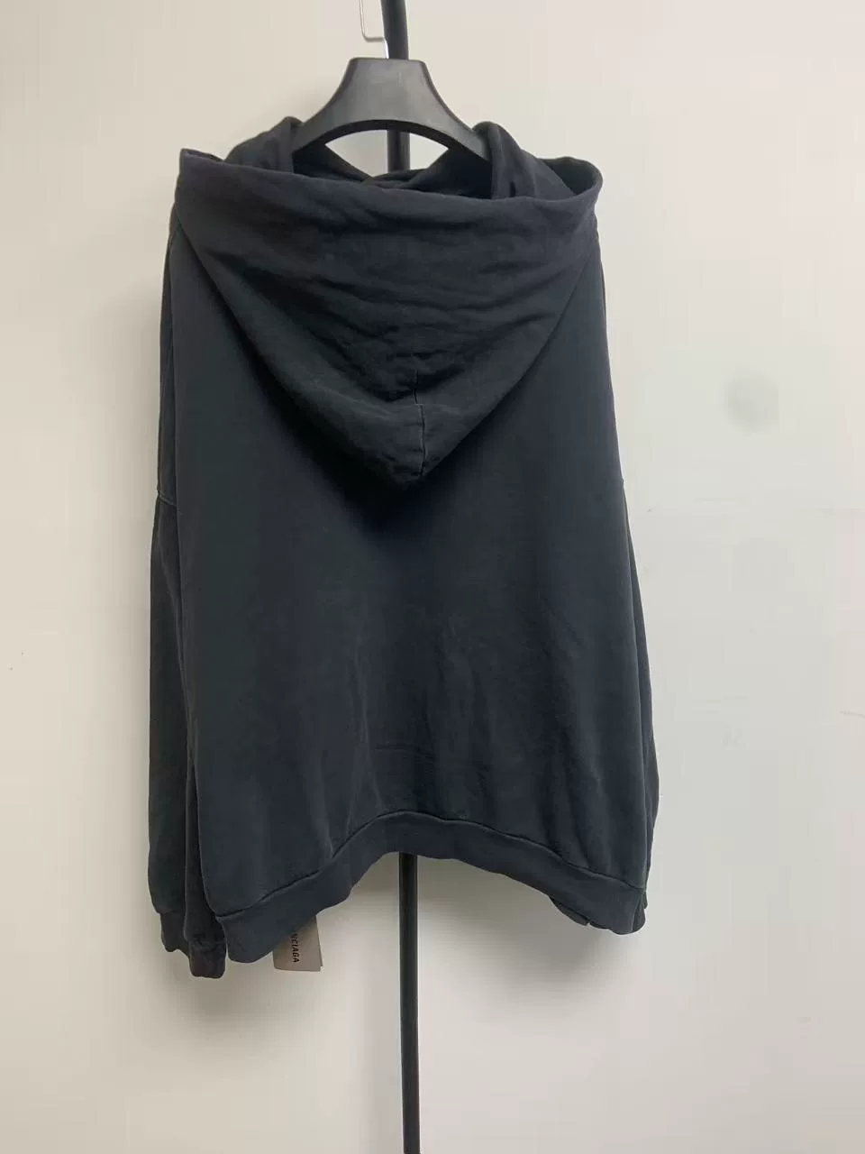 Balenciaga Black White Print Oversized Hoodie — front