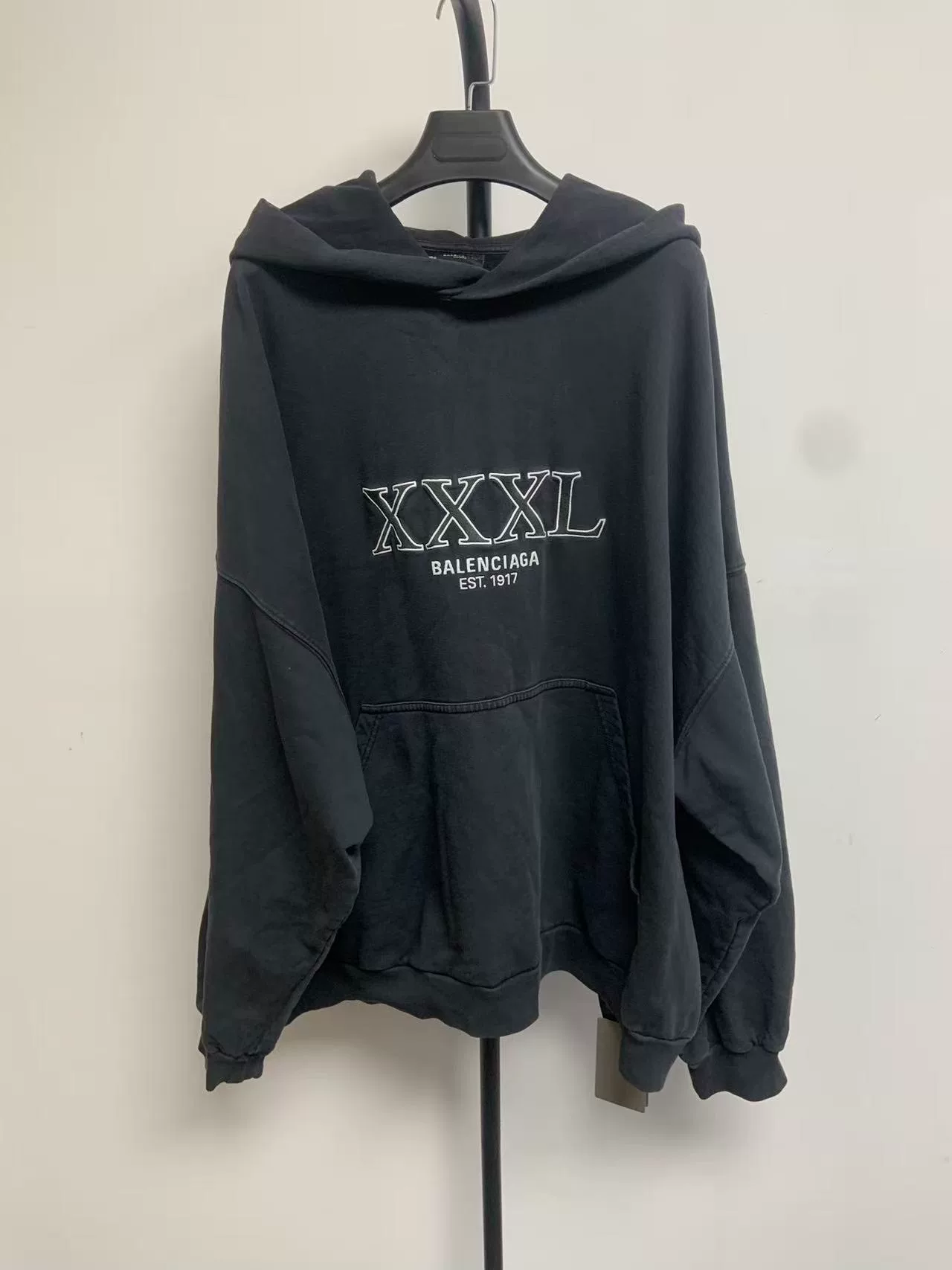 Balenciaga Black White Print Oversized Hoodie