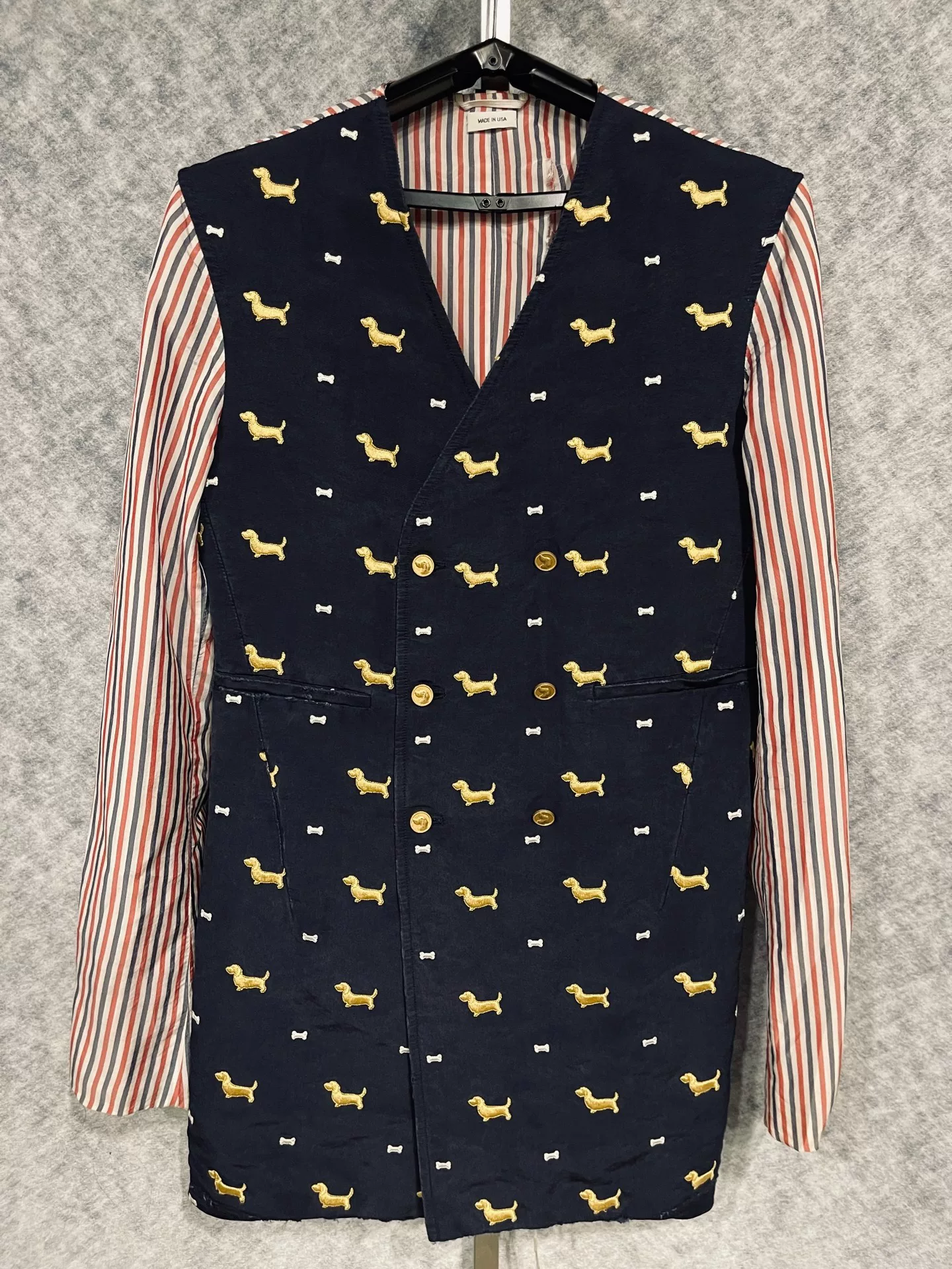 Thom Browne Dog Embroidery Runway Coat