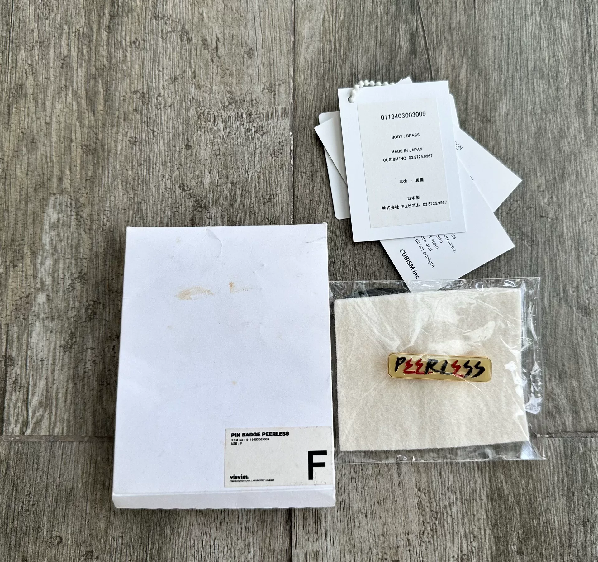 VISVIM 19AW PIN BADGE PEERLESS PARCO Limited