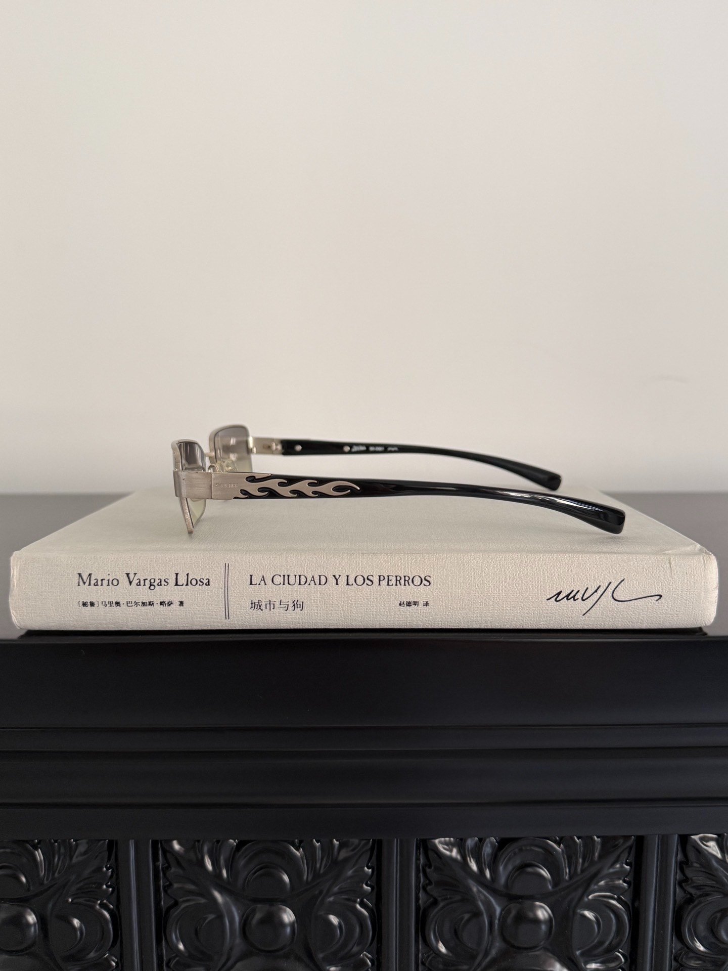 Jean Paul Gaultier Flame Rectangular Sunglasses — label