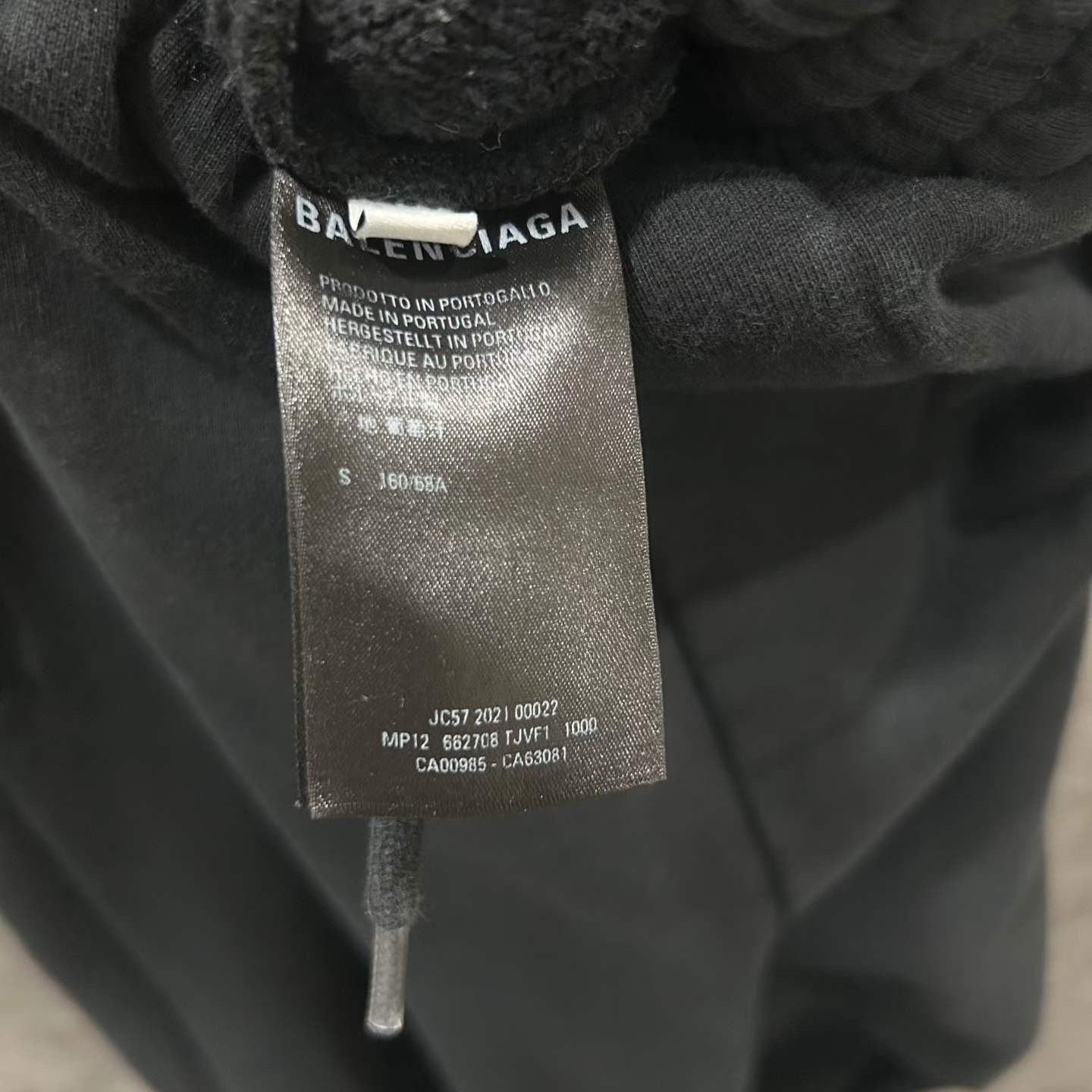 Balenciaga Double Hook Logo Distressed Black Trousers — label