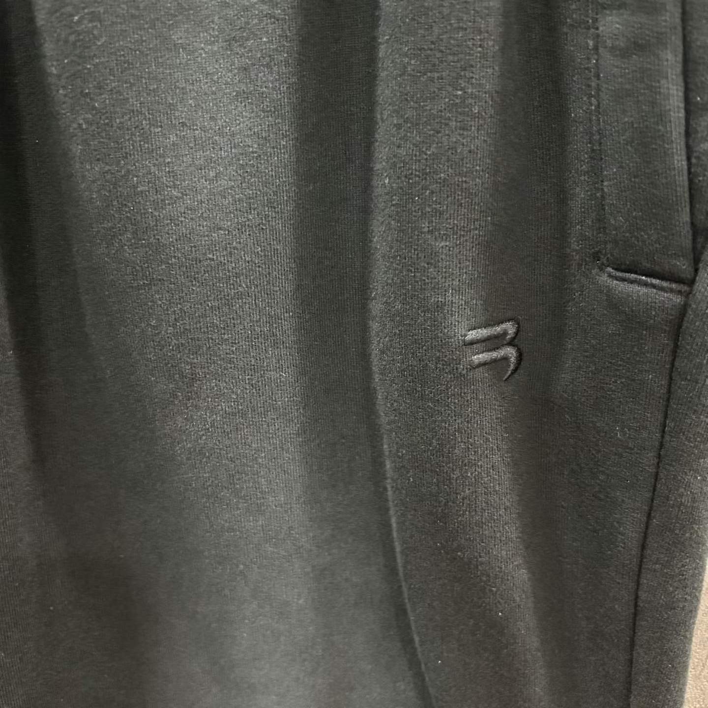 Balenciaga Double Hook Logo Distressed Black Trousers — detail