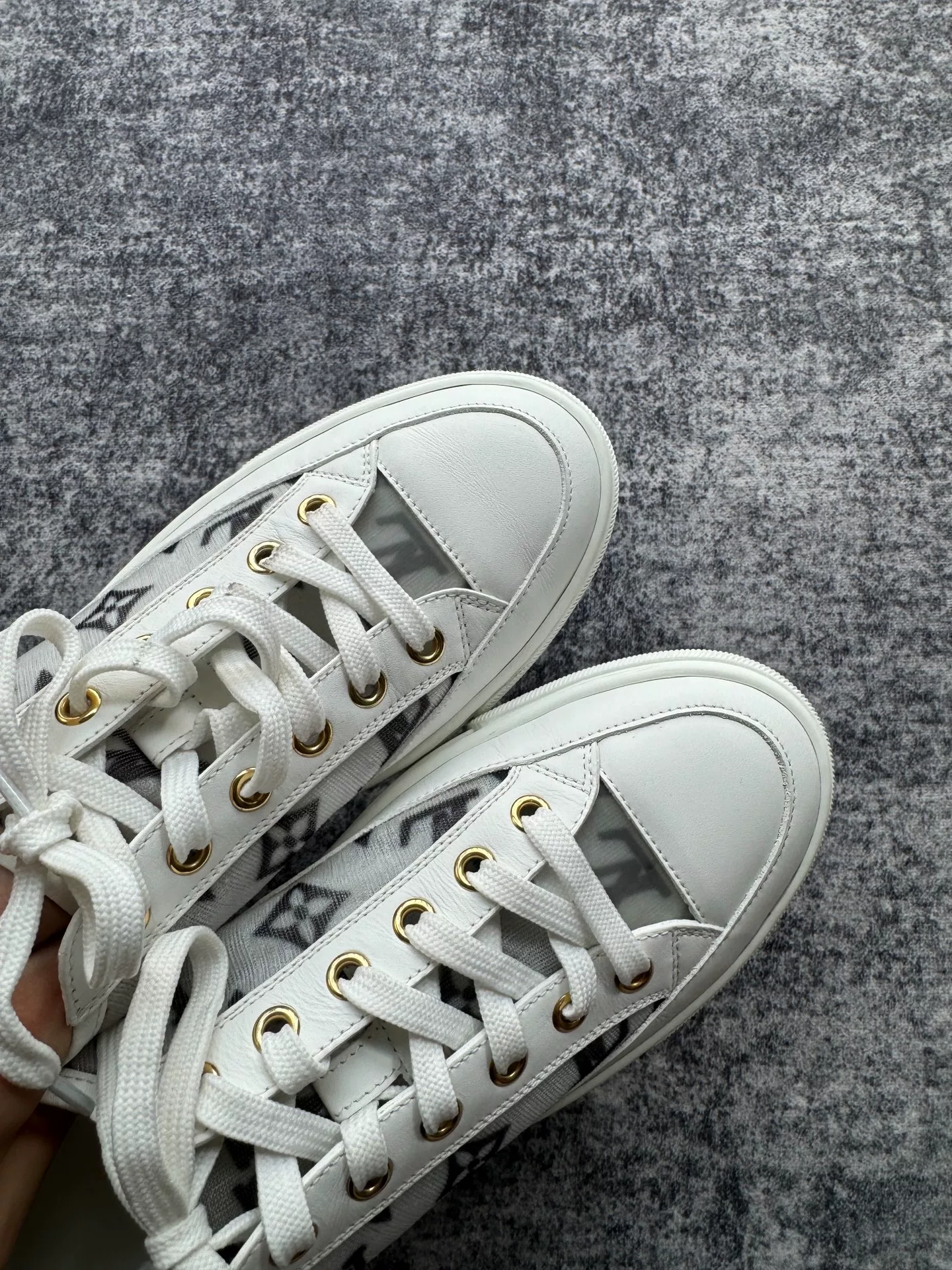 Louis Vuitton White Monogram Mesh Sneakers — back