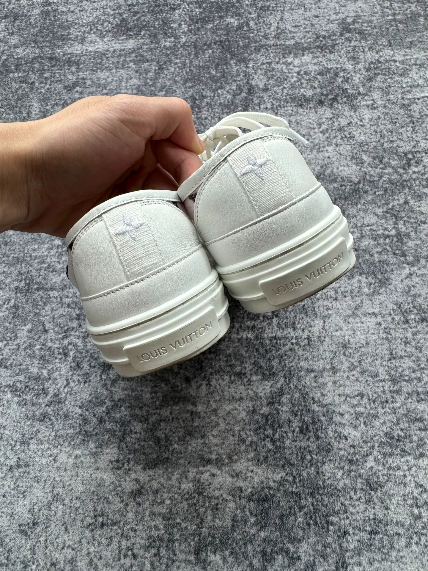 Louis Vuitton White Monogram Mesh Sneakers — label
