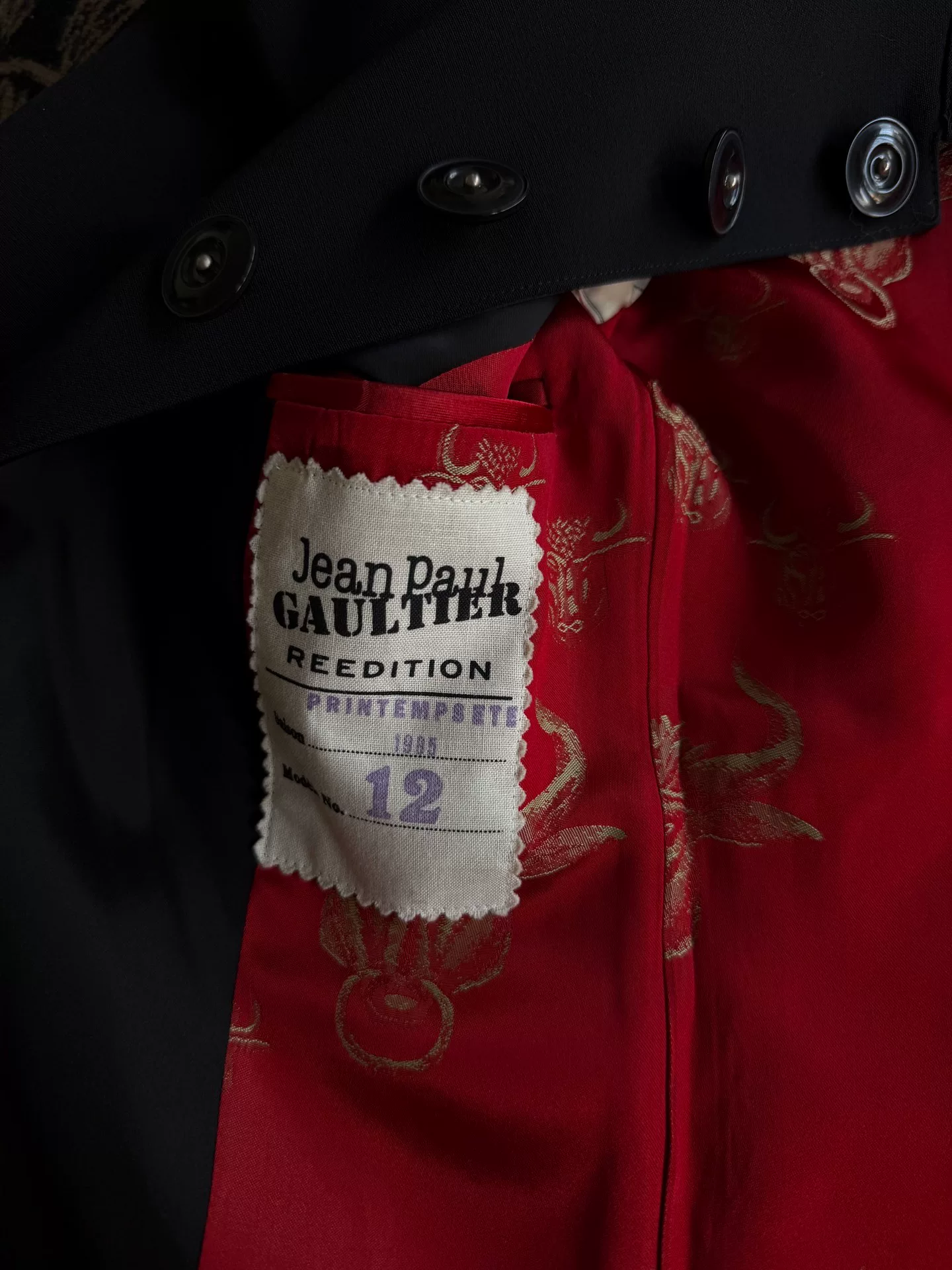 Jean Paul Gaultier 1985 Chinese Wool Coat — label