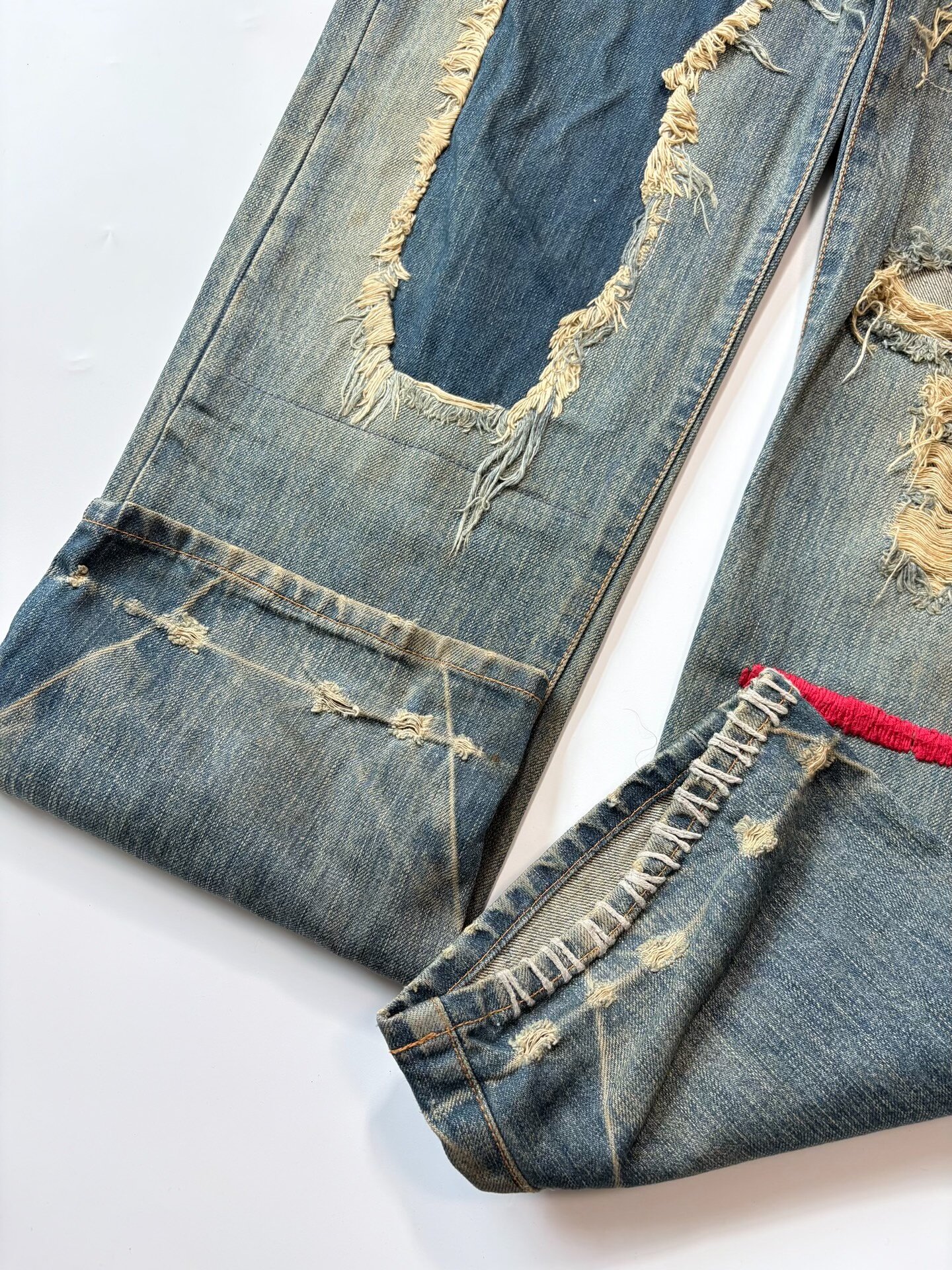 VICTIM Distressed Patch Washed Jeans — back
