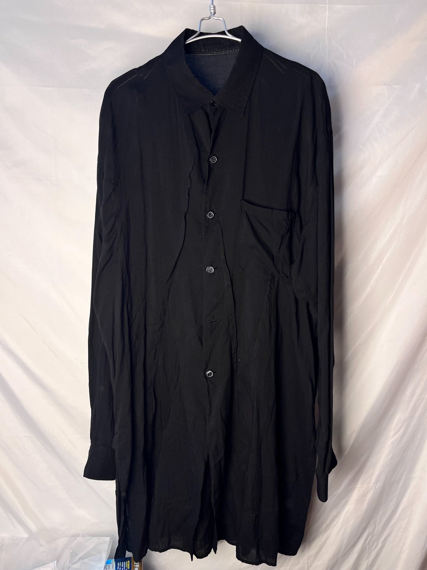 Yohji Yamamoto Black Creased Shirt