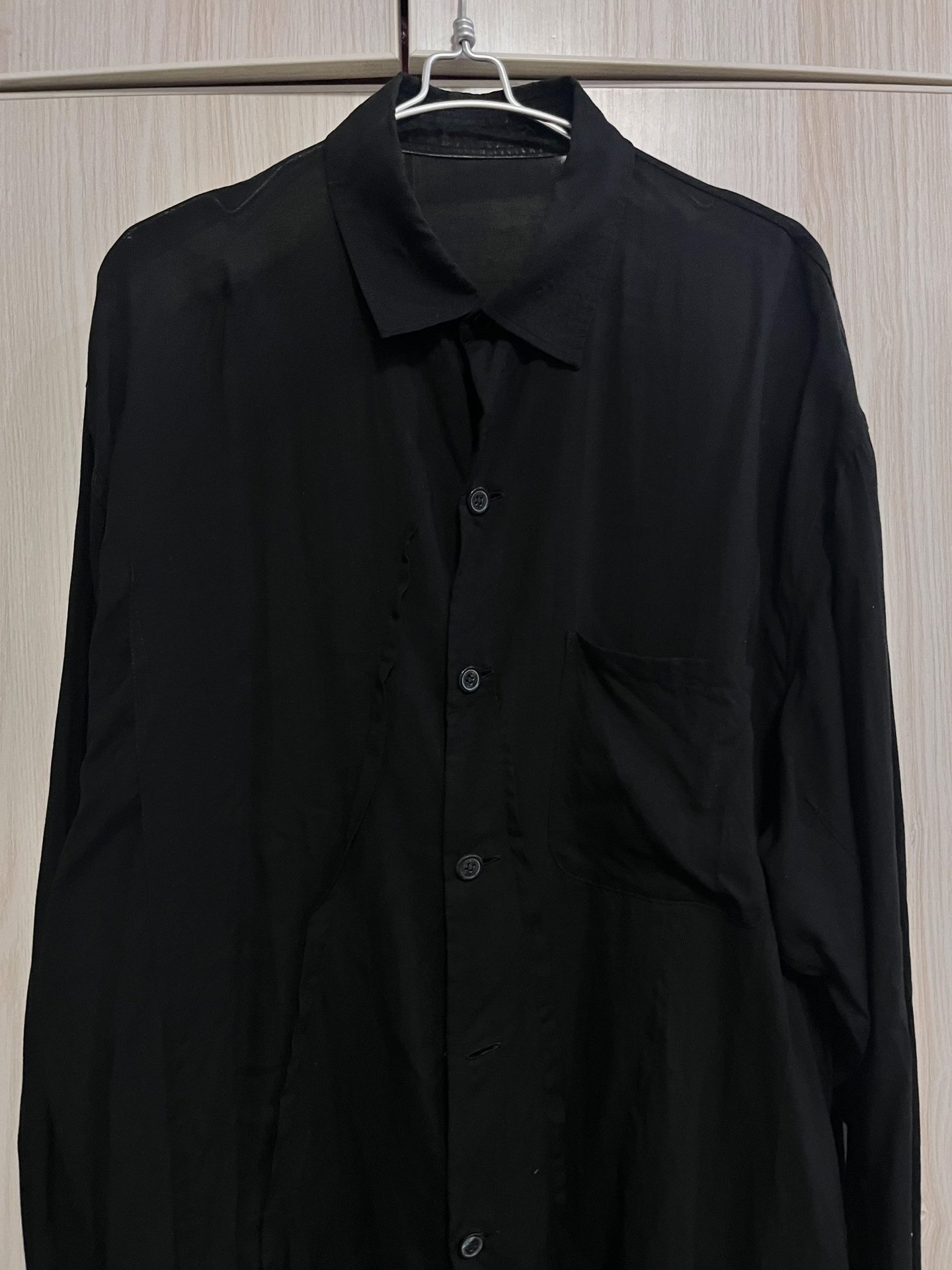 Yohji Yamamoto Black Creased Shirt — front