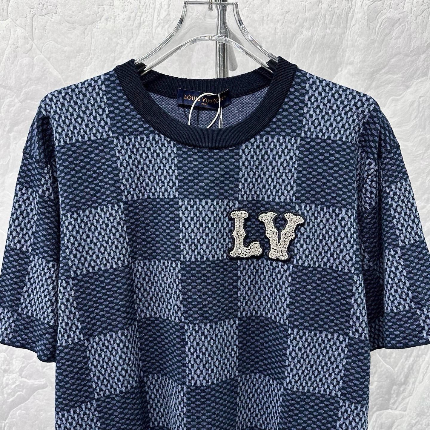 Louis Vuitton SS25 Checkerboard Knit Tee — front