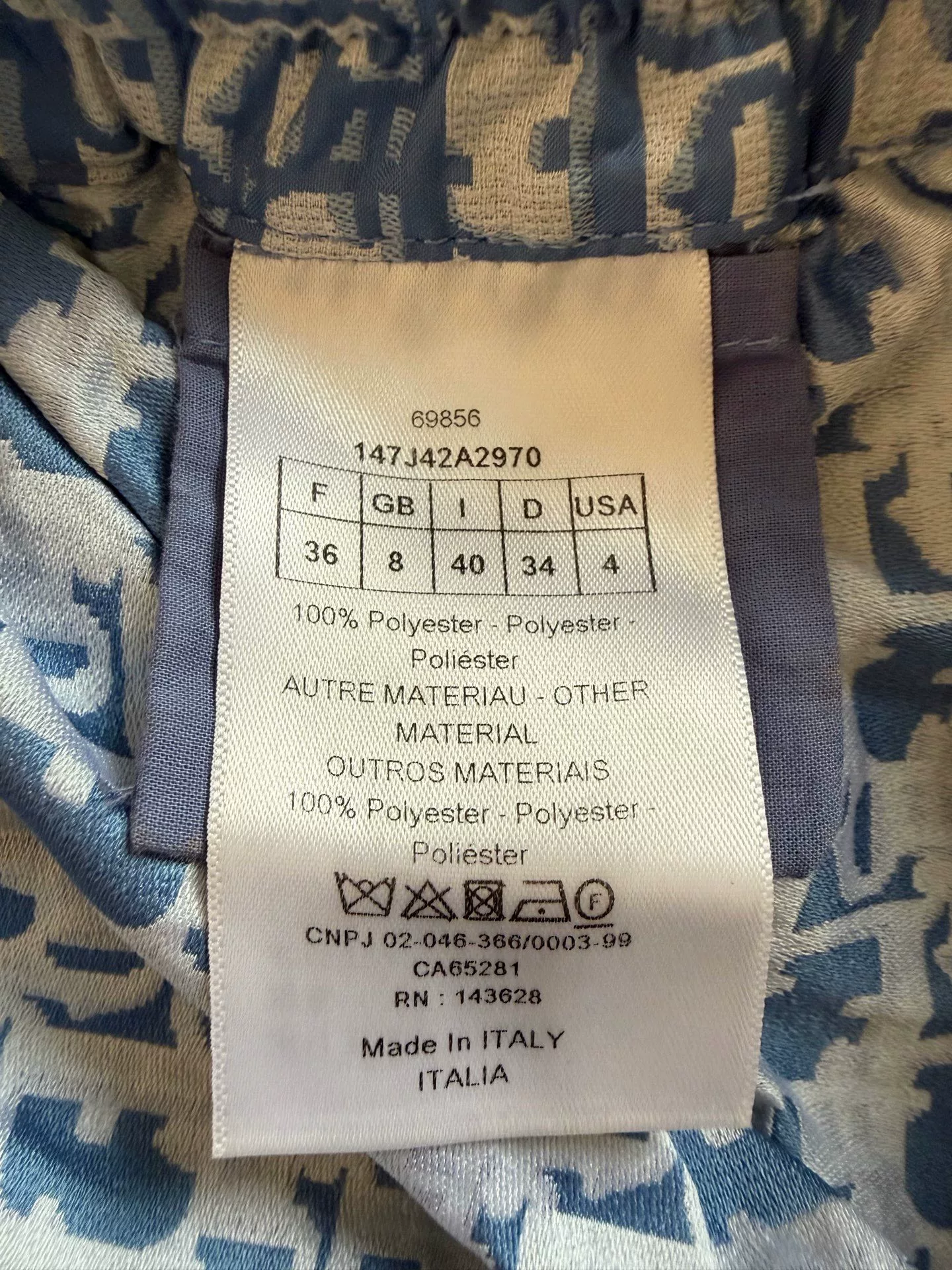 Dior Blue All-Over Logo Print Skirt — label