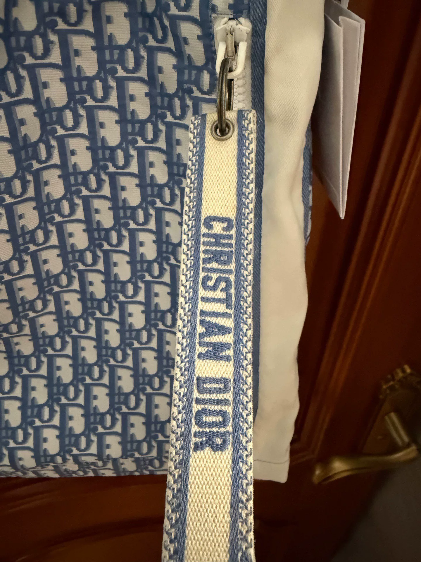 Dior Blue All-Over Logo Print Skirt — detail