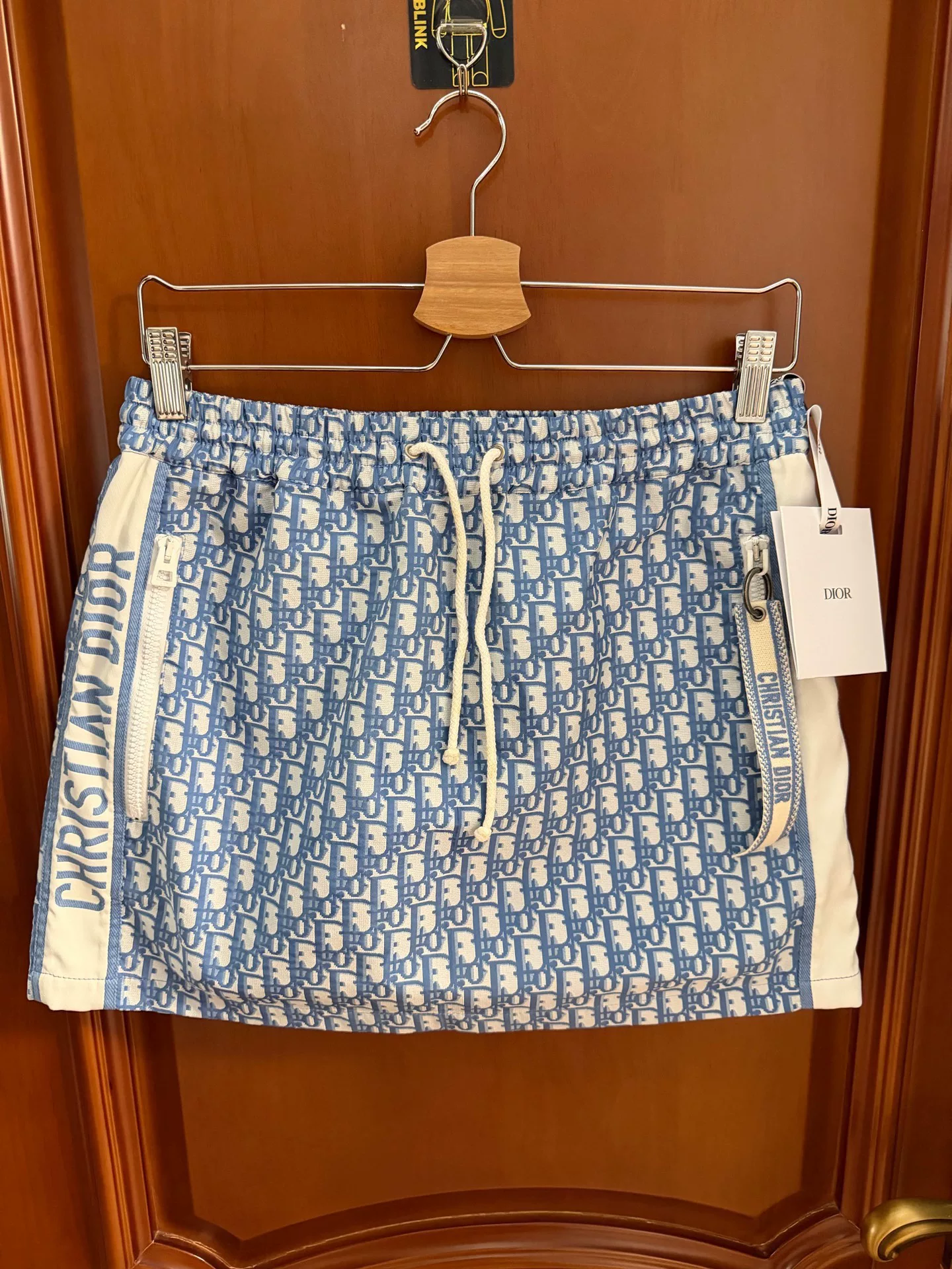 Dior Blue All-Over Logo Print Skirt