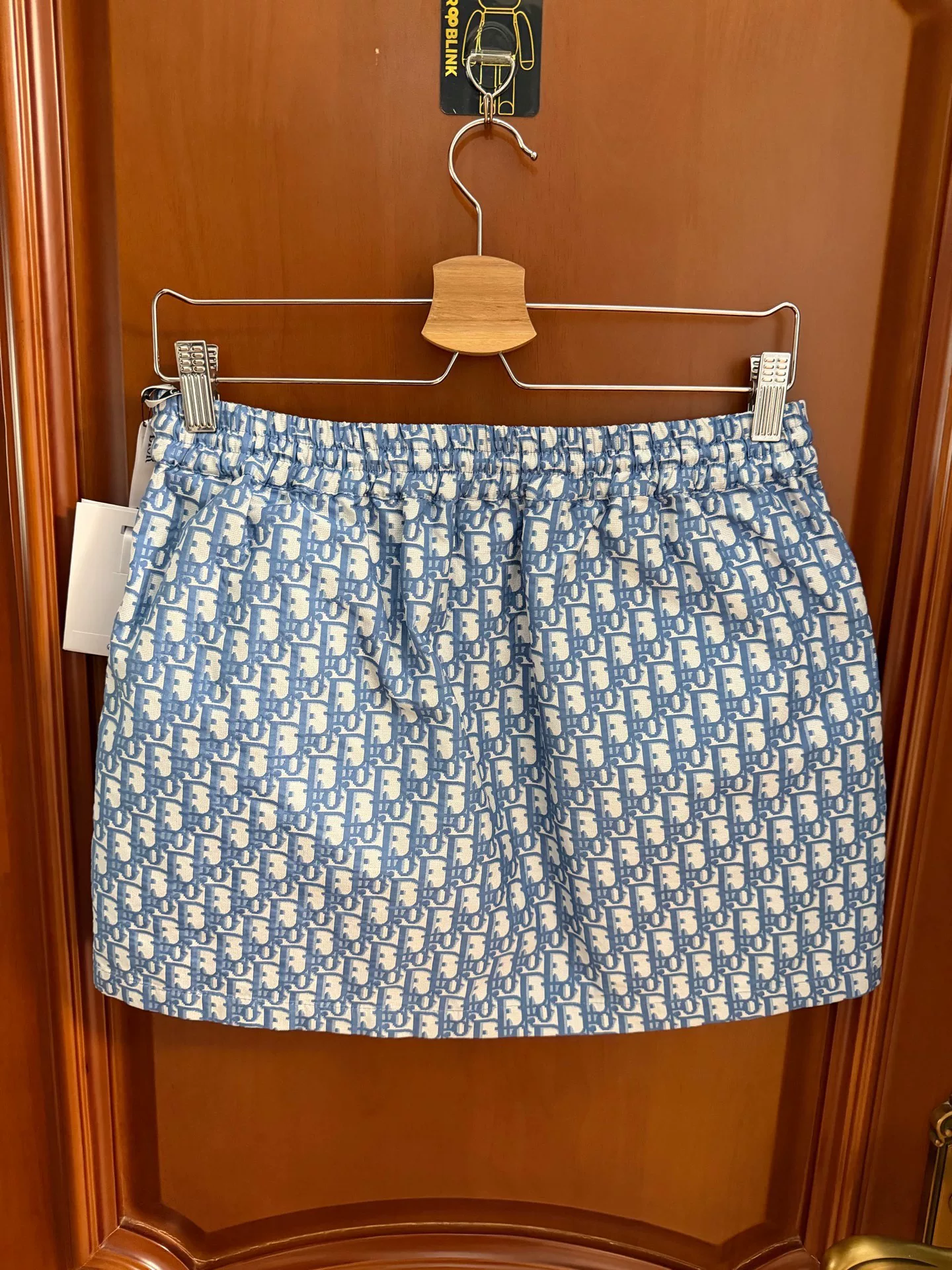 Dior Blue All-Over Logo Print Skirt — front
