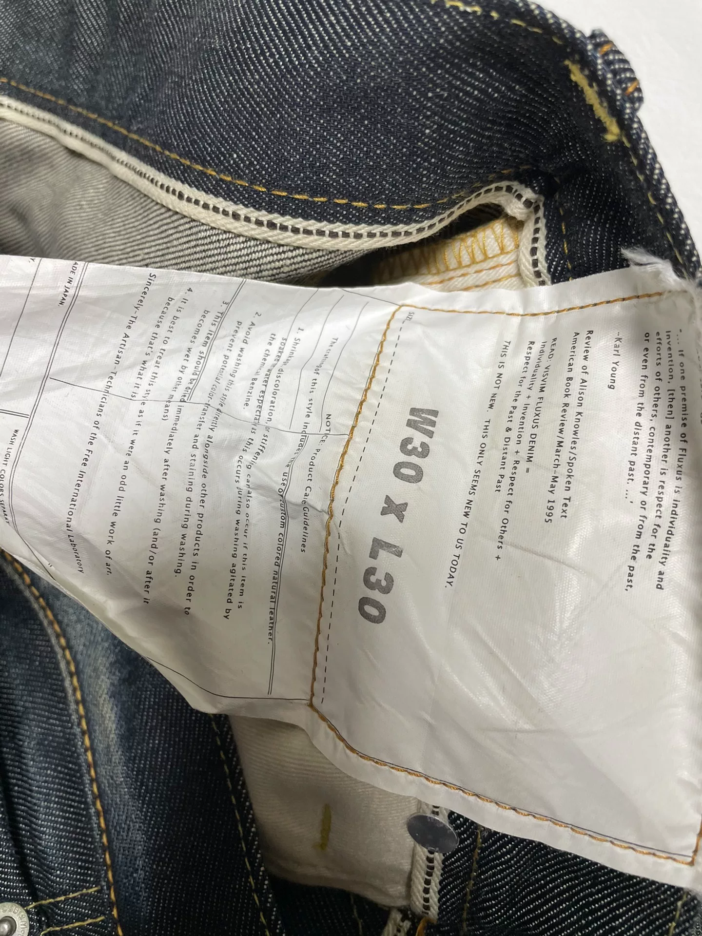 Visvim 04NW Non-Washed Jeans — label