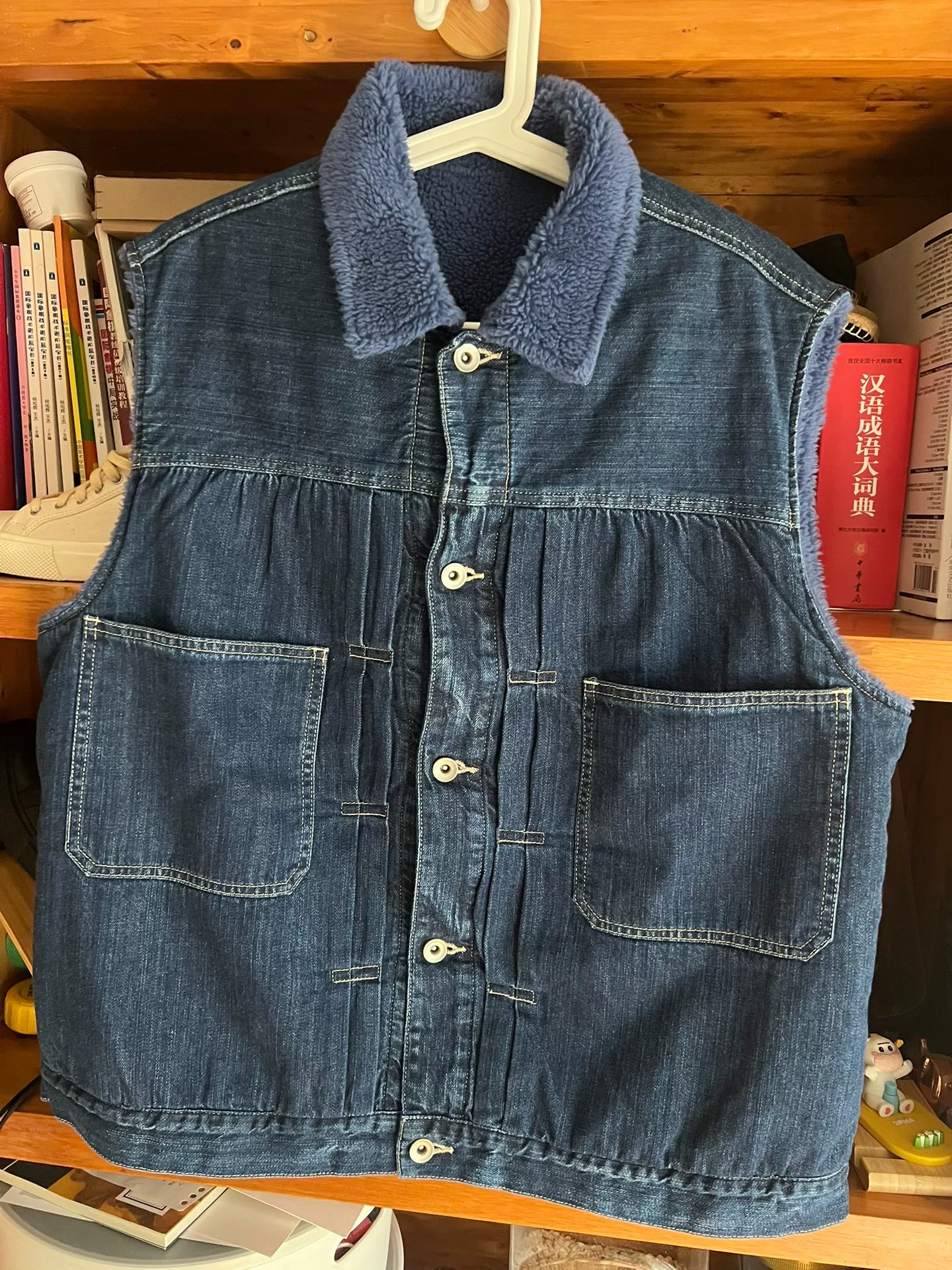 Porter Classic Steinbeck Denim Boa Vest — detail