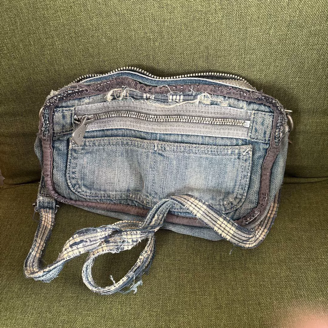 Porter Classic Distressed Denim Crossbody Bag